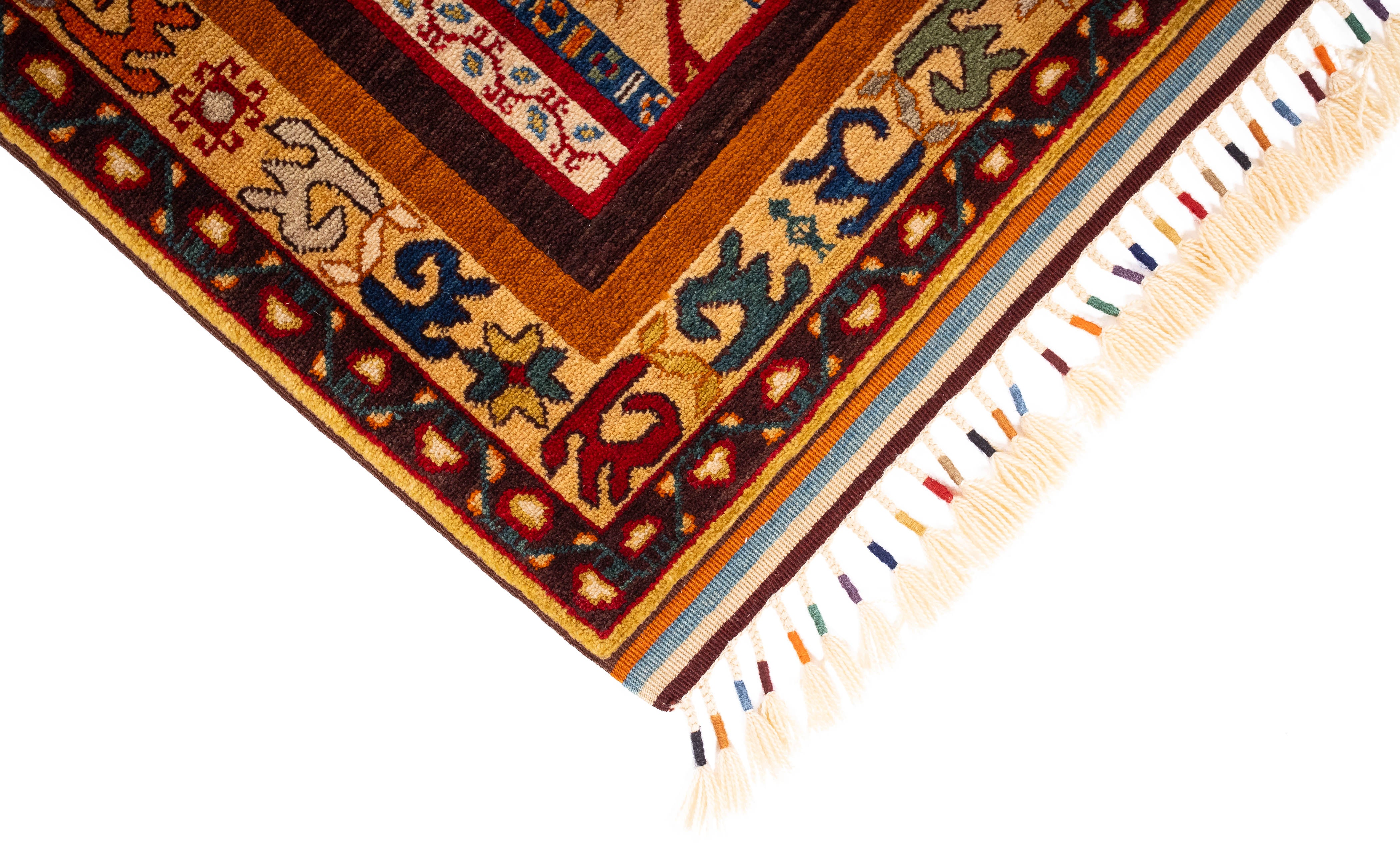 New Turkish Border rug Rug 4'4 x 5'11