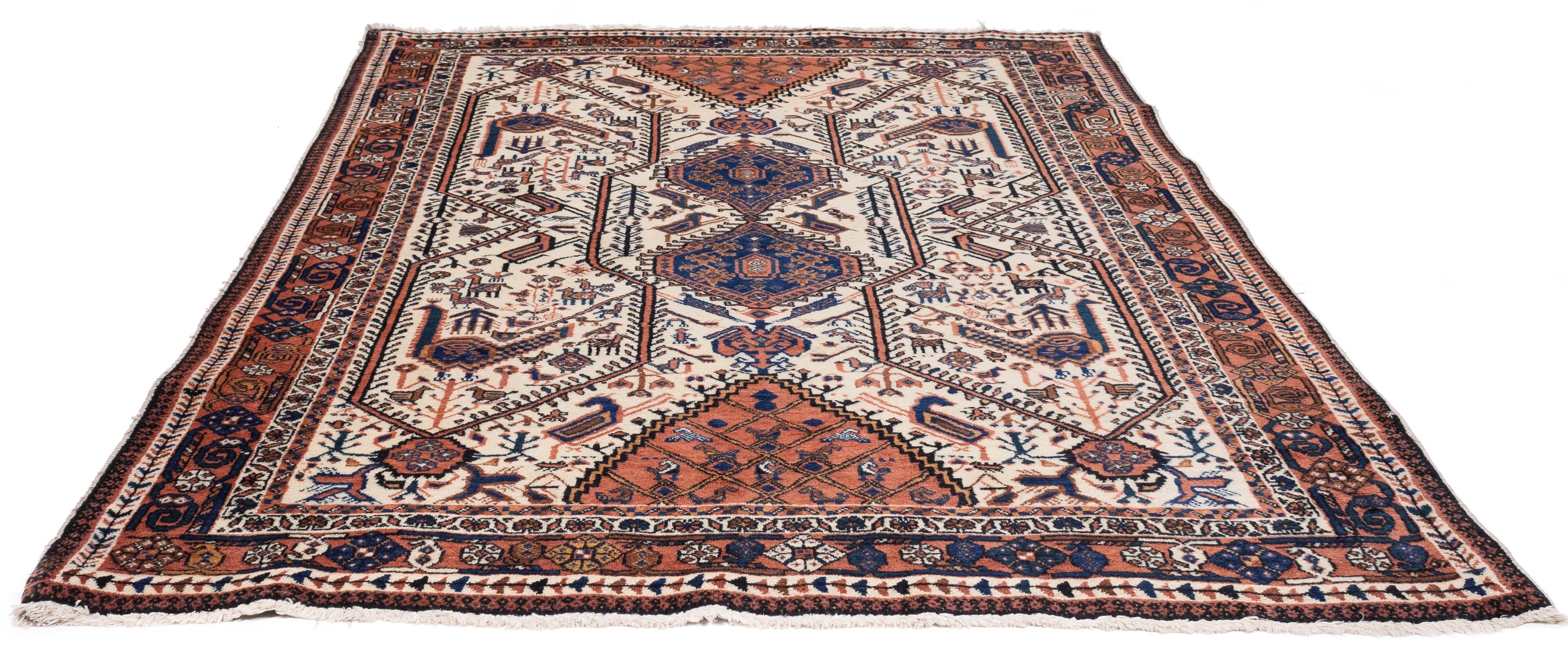 Persian Tribal Afshar Rug <br> 4'2 x 5'7