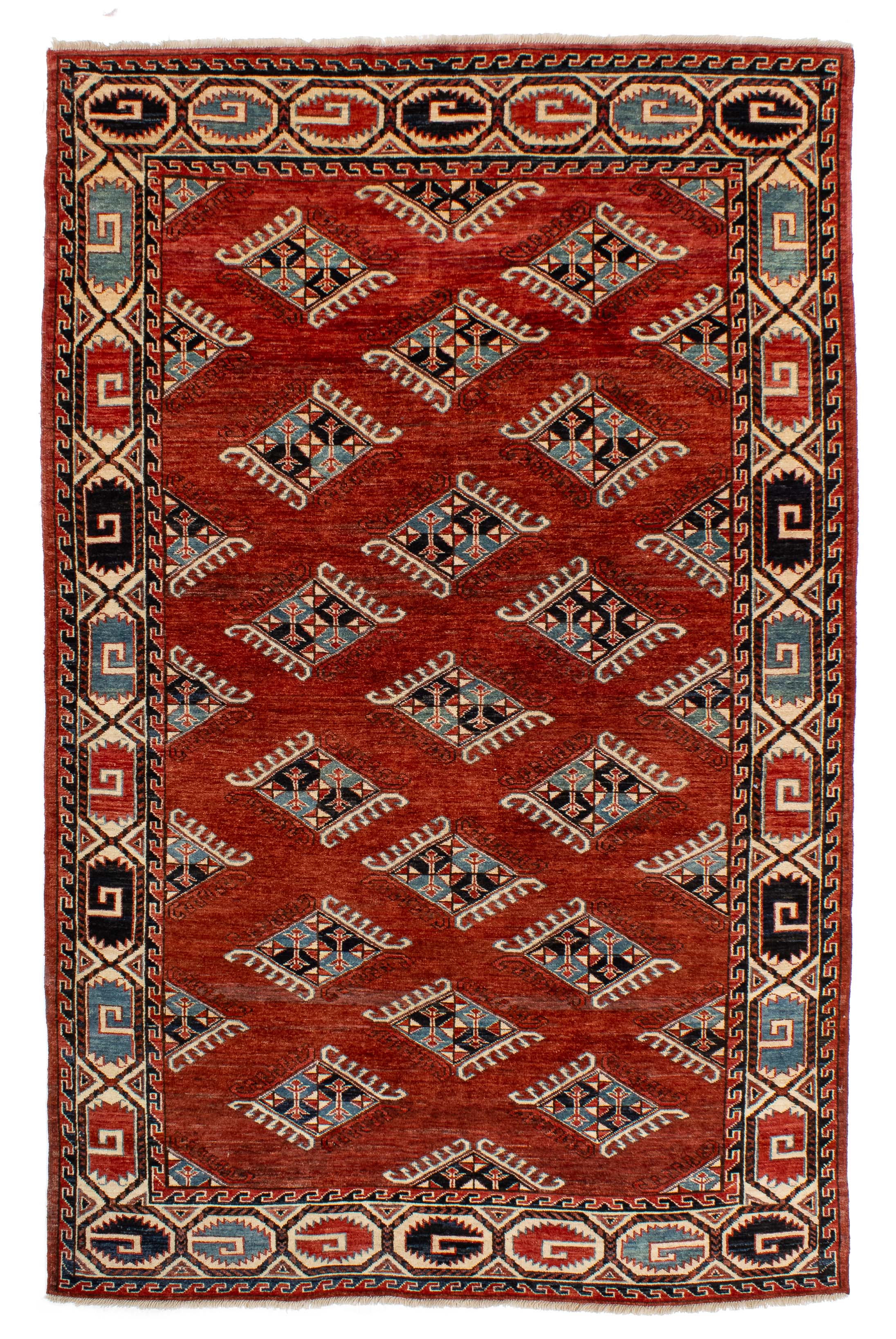 New Afghan Hazara Rug <br> 4'10 x 7'8