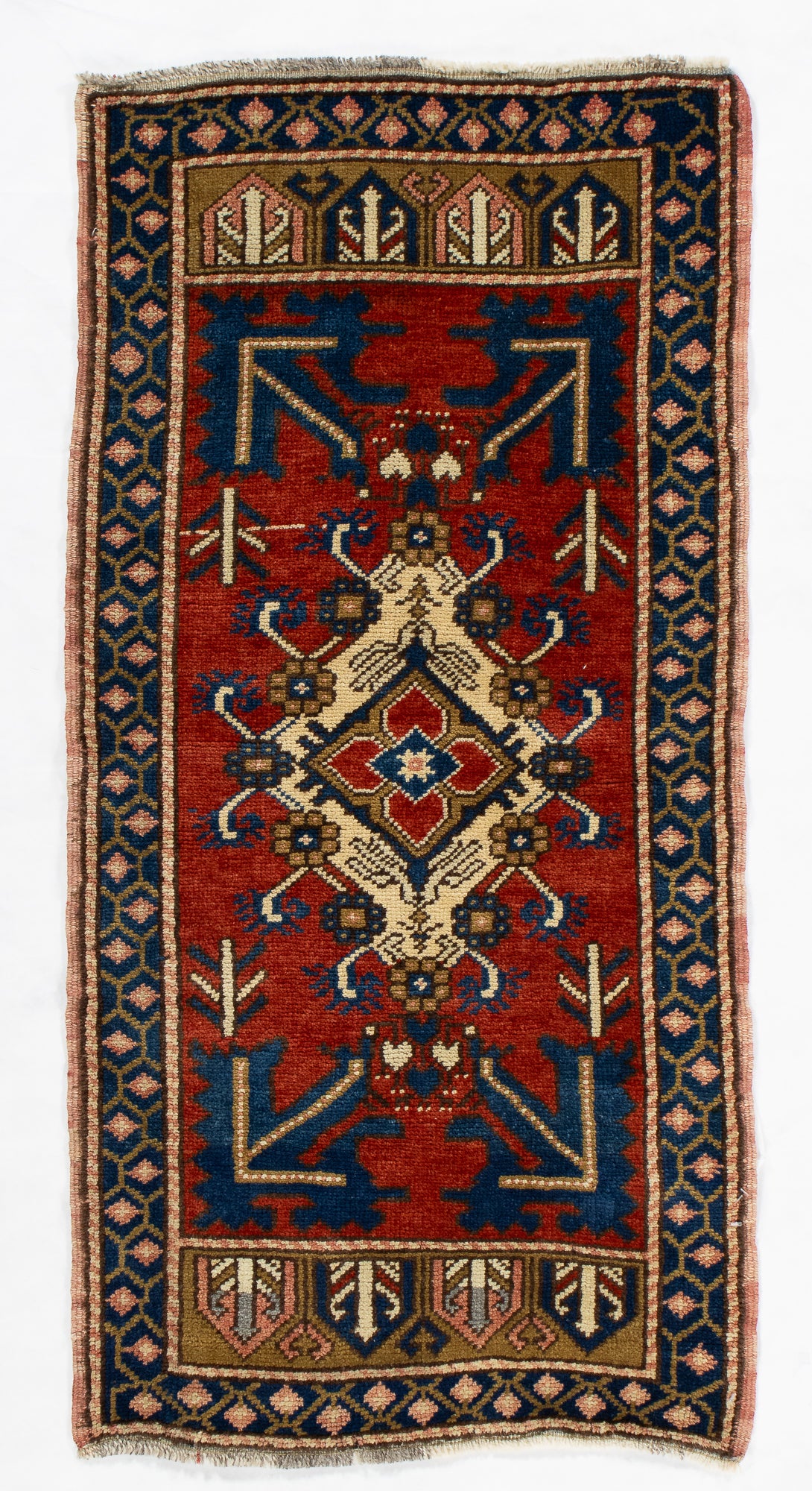 Ivory Geometric Turkish Rug <br> 1'10 x 3'9