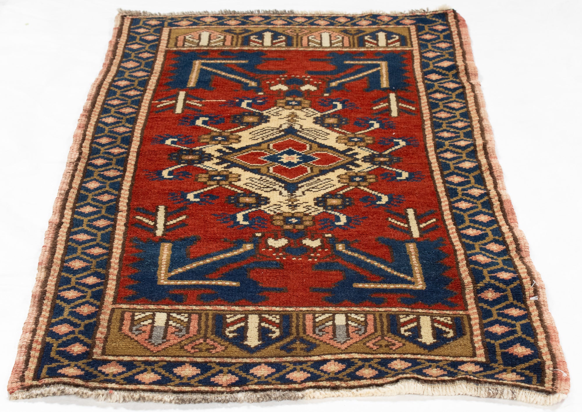 Ivory Geometric Turkish Rug <br> 1'10 x 3'9