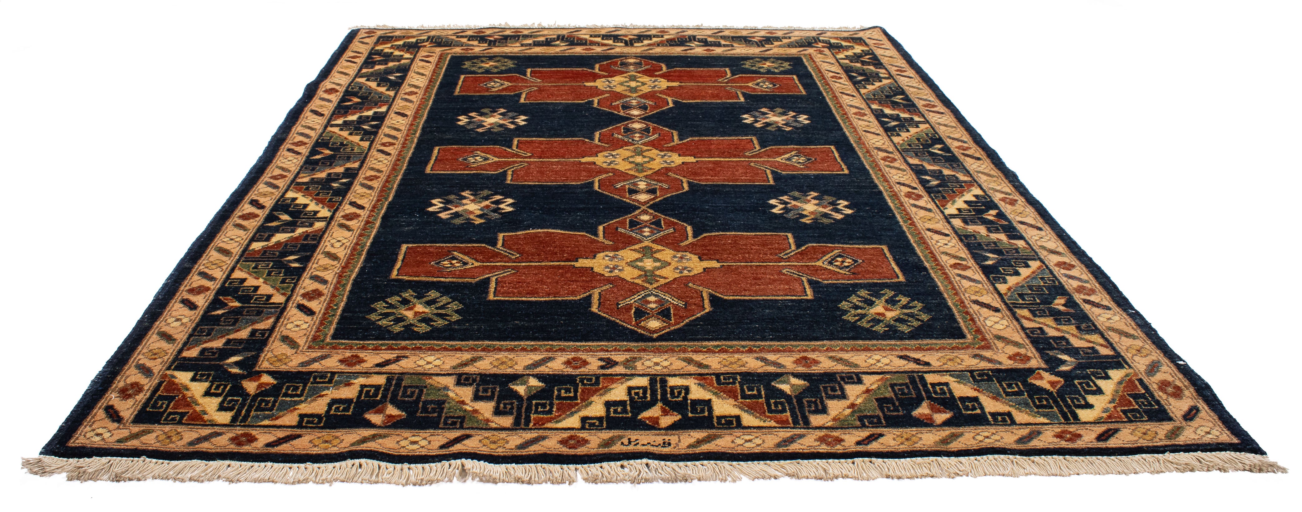 New Pakistan Kazak Rug <br> 4'8 x 6'5