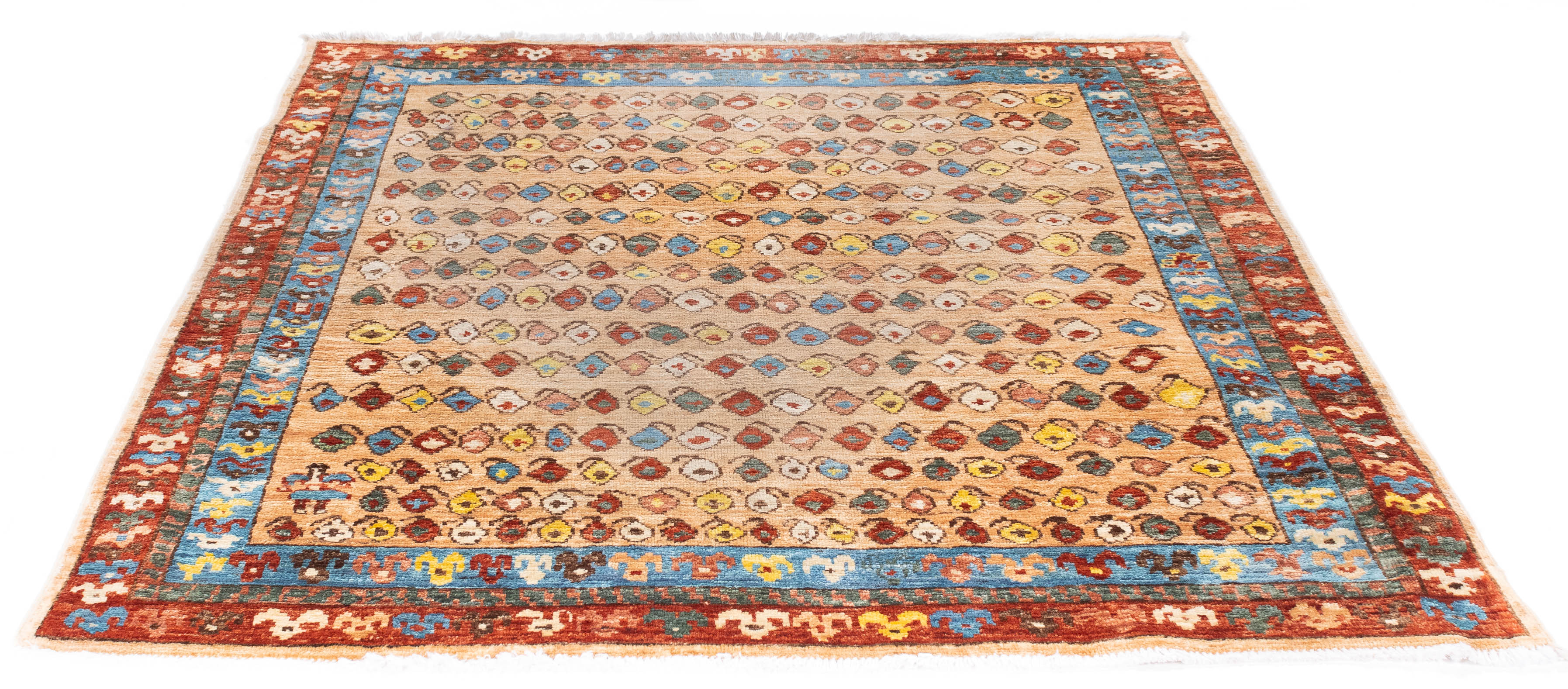 New Afghan Paisley Rug 4'4 x 4'9