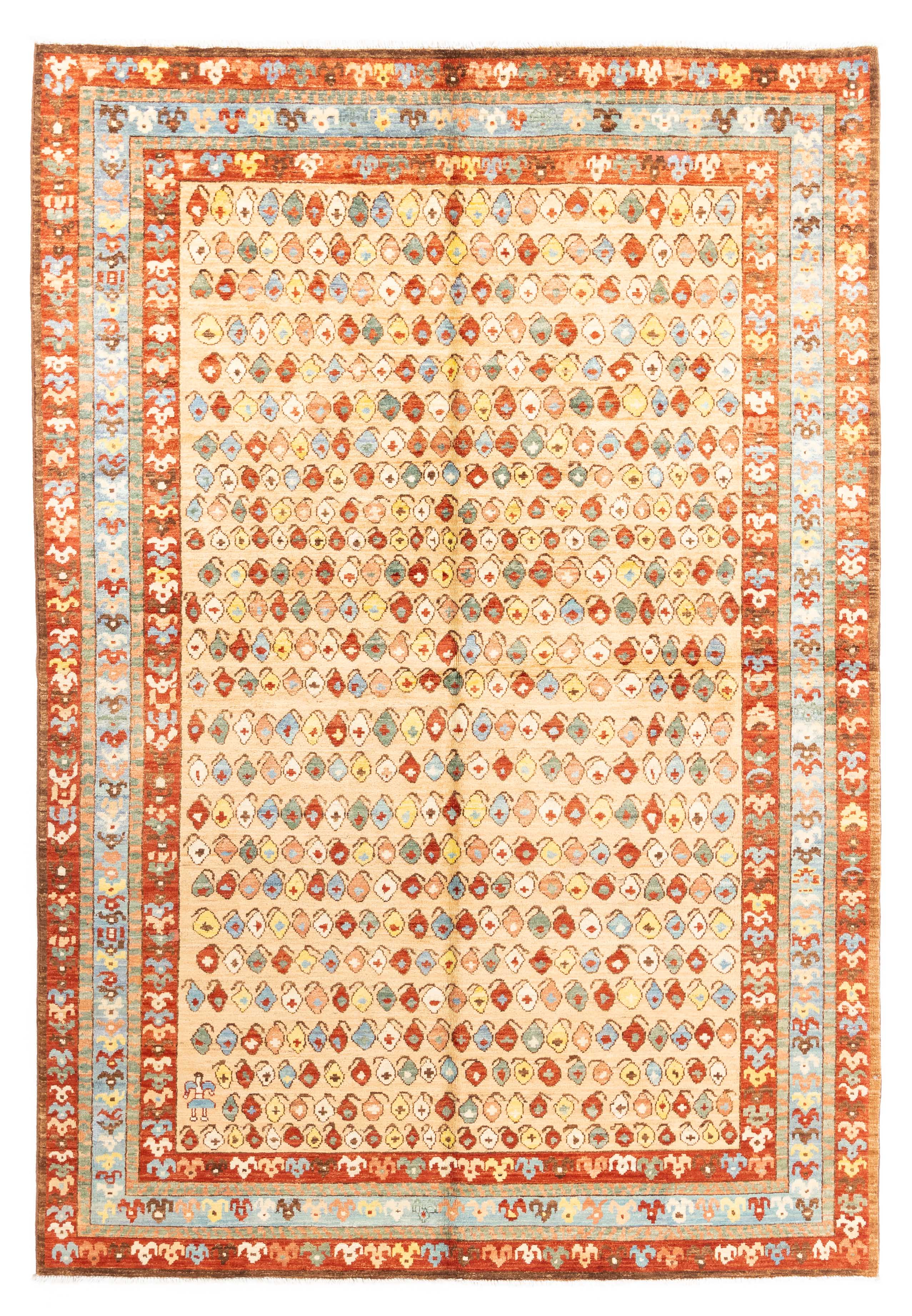 New Afghan Paisley Rug <br> 6'1 x 8'10