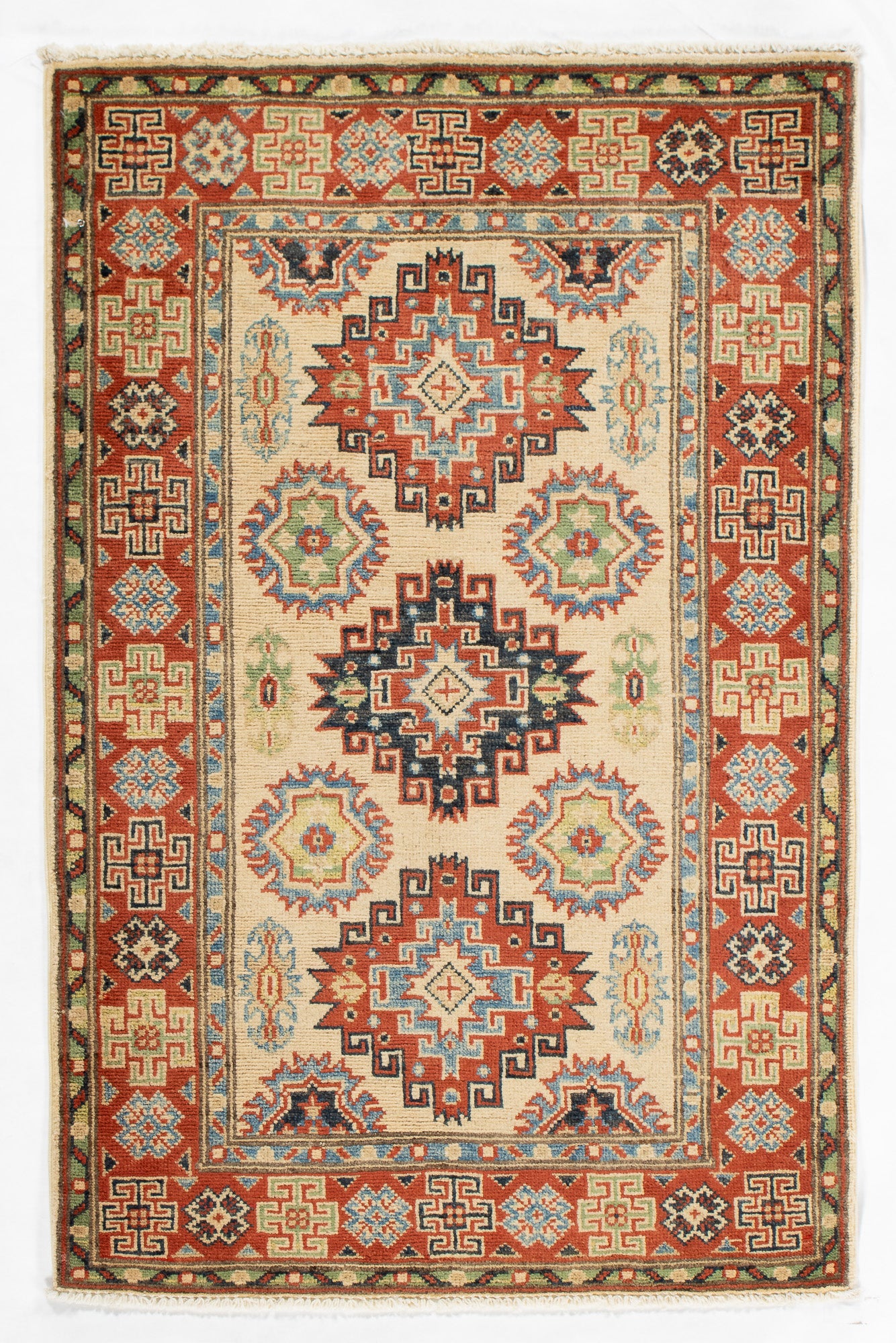 Traditional Pak Kazak Accent Rug <br> 2'8 x 4'2