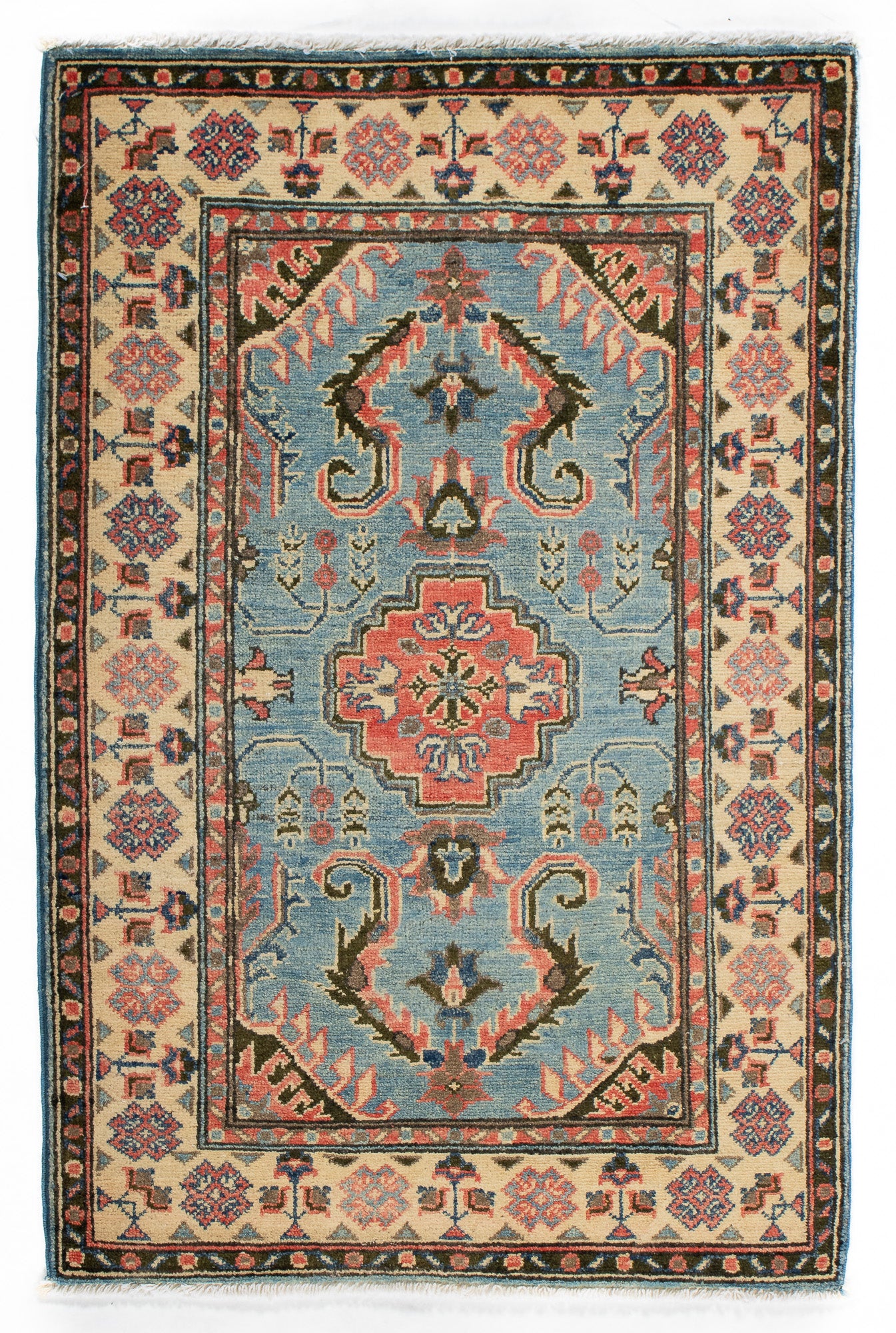 Traditional Light Blue Pak Kazak Accent Rug <br> 2'7 x 3'10