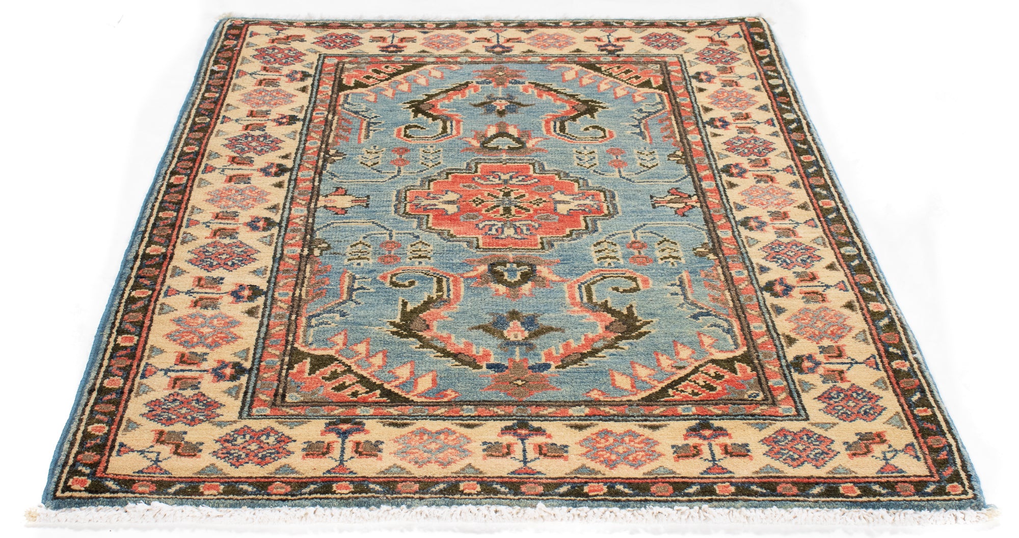 Traditional Light Blue Pak Kazak Accent Rug <br> 2'7 x 3'10