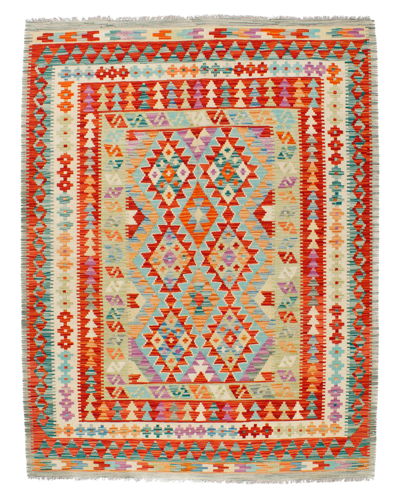 Vibrant Pak Kilim Rug <br> 5'7 x 6'7