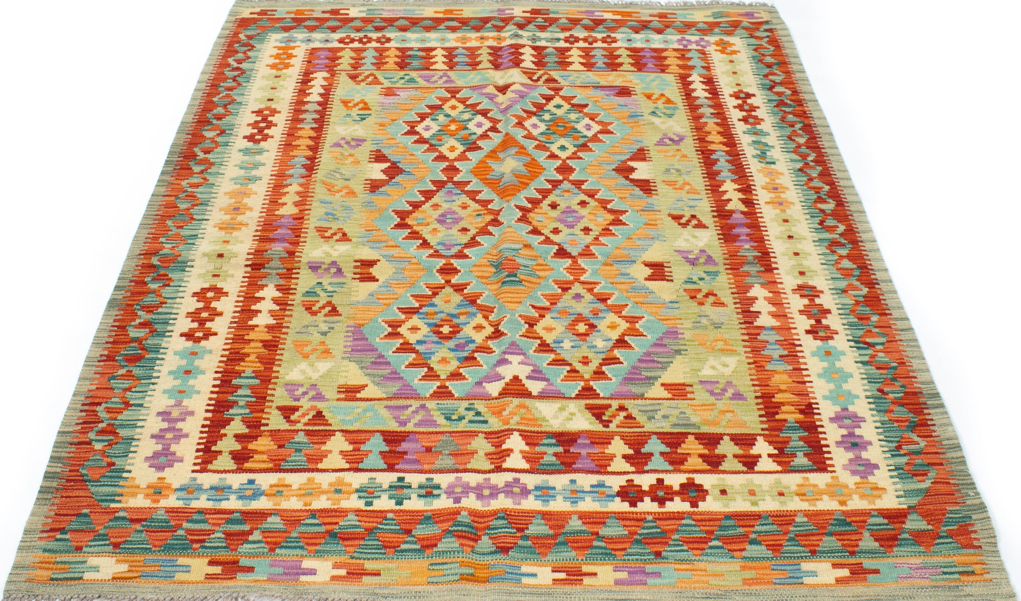 Vibrant Pak Kilim Rug <br> 5'7 x 6'7