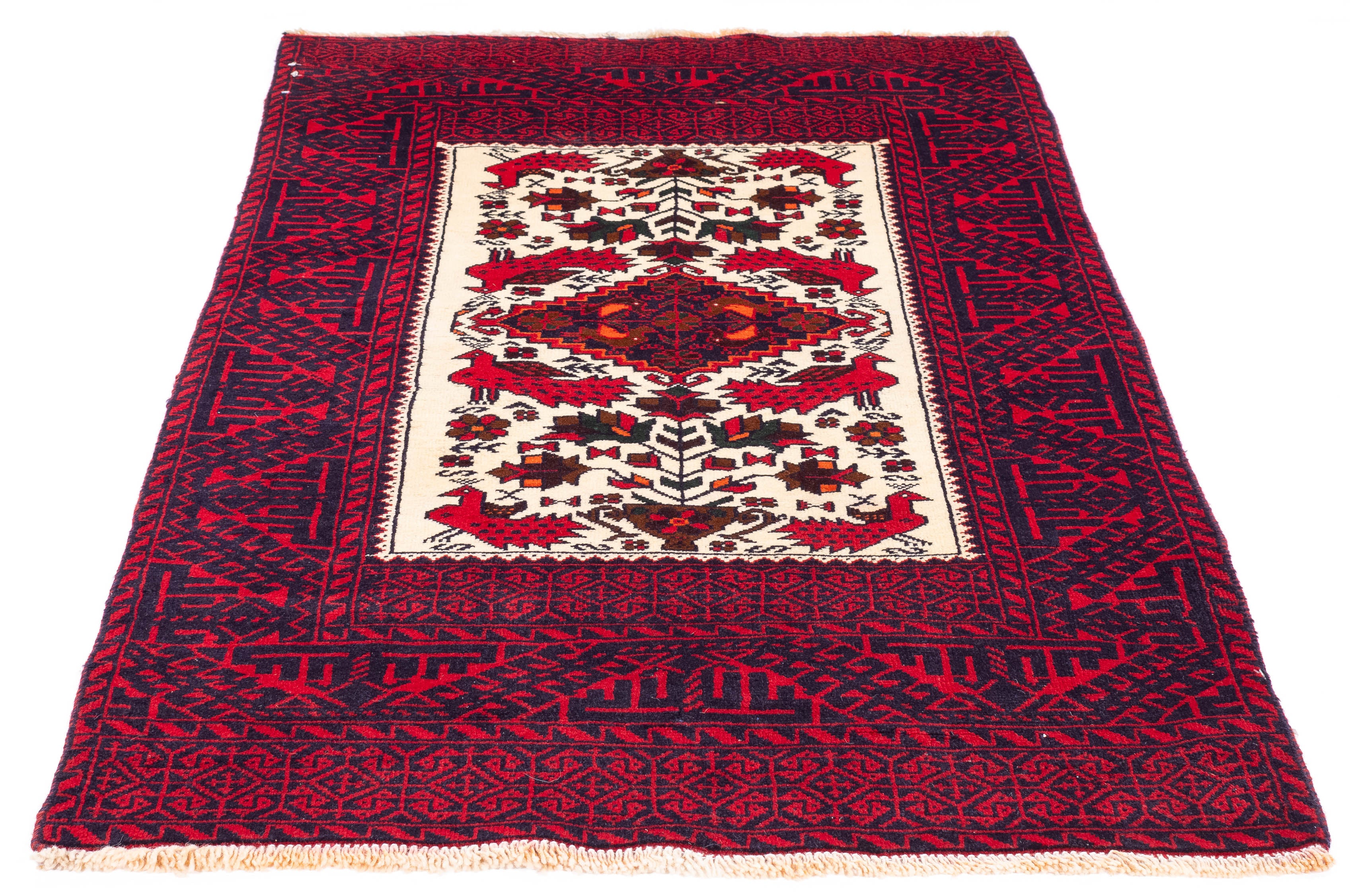 Persian Balouch With Birds Rug <br> 3'1 x 5'5