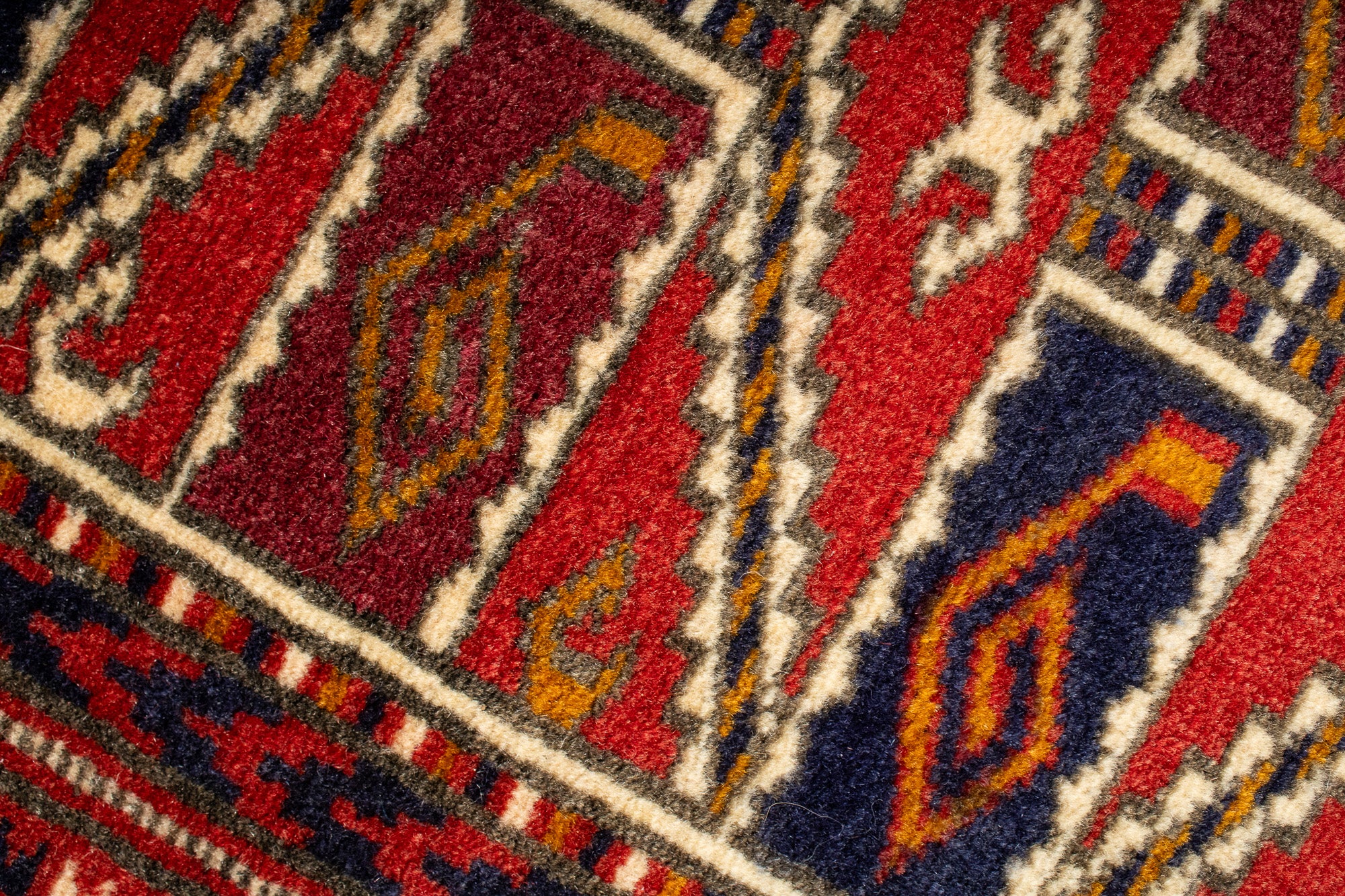 Semi- Antique Turoman Bokhara Bag Rug <br> 2'4 x 4'5