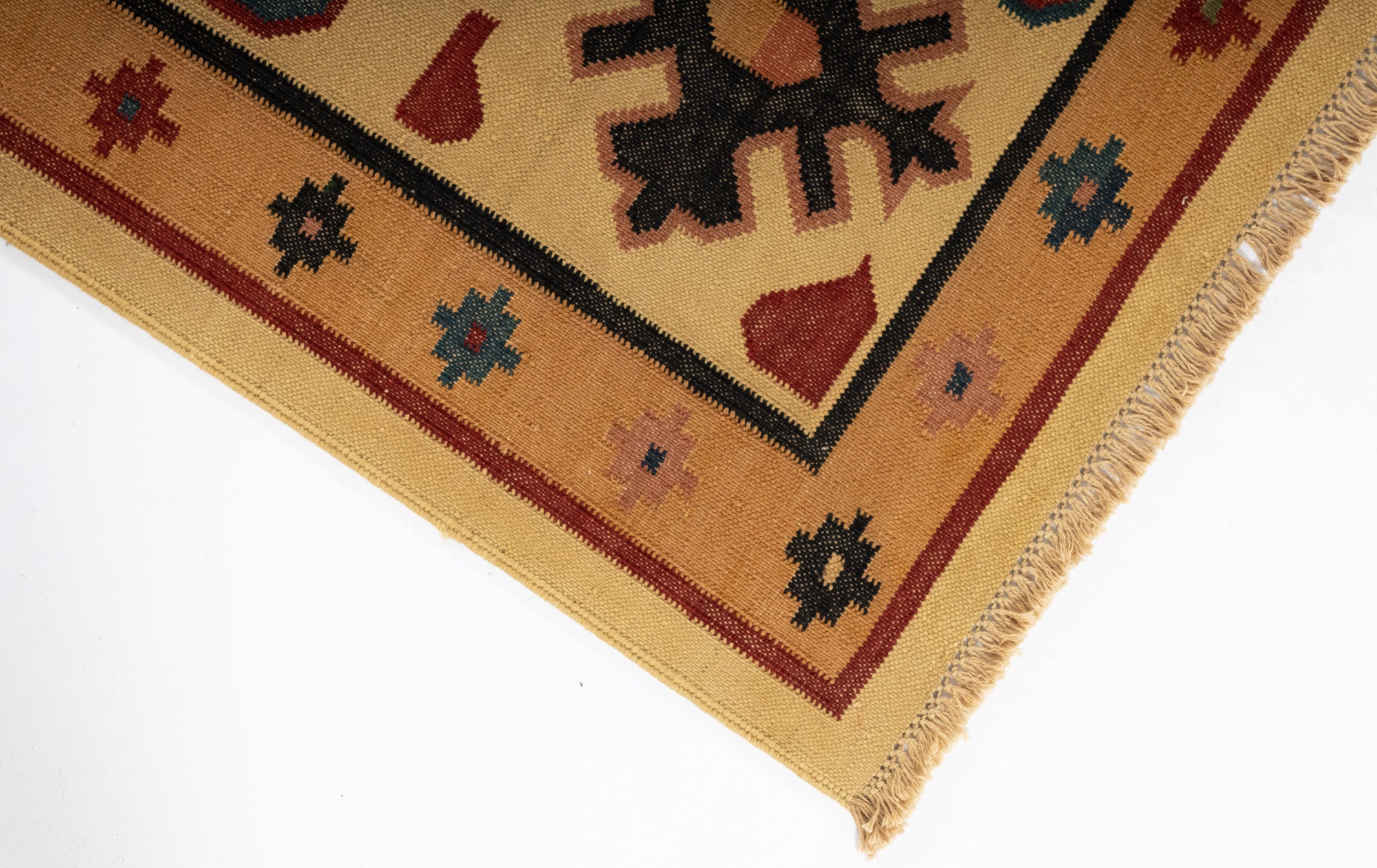 New Indian Transitional Flatweave Rug <br> 6'3 x 8'9