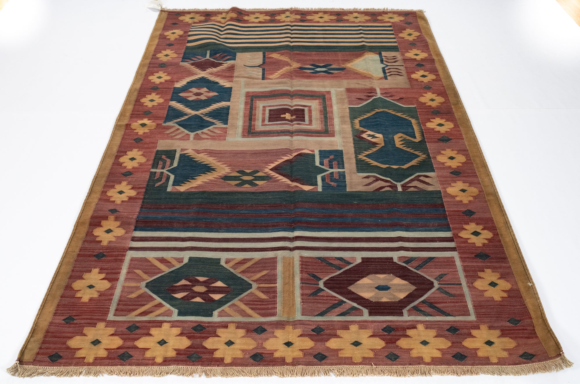 New Indian Modern Flatweave Rug <br> 5'0 x 7'11