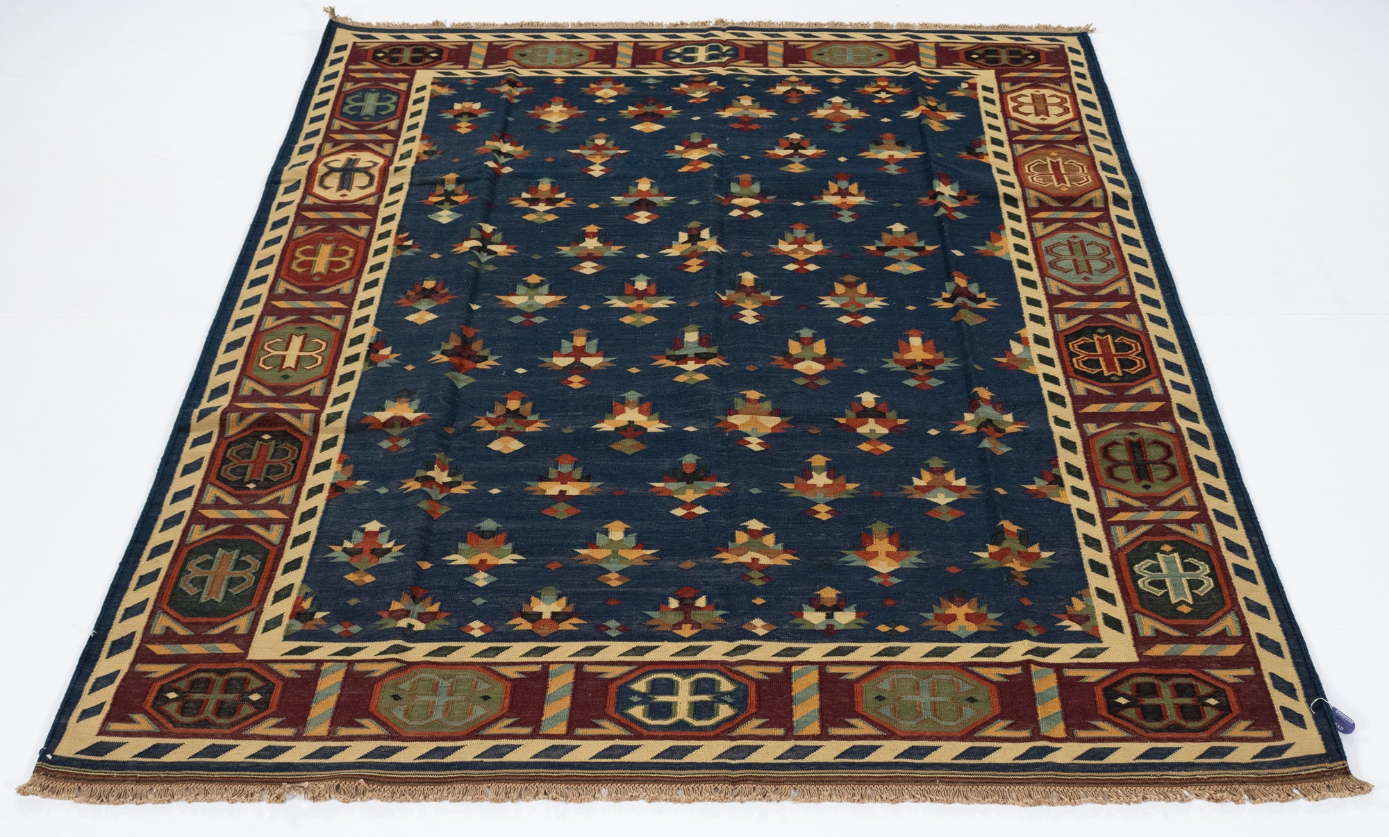 New Indian Transitional Flatweave Rug <br> 5'4 x 7'1