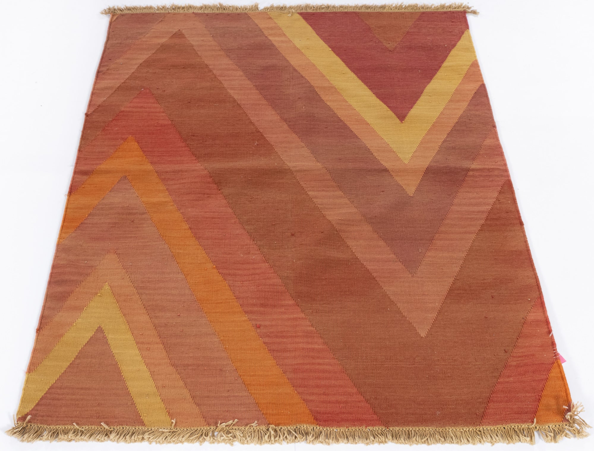 New Indian Contemporary Flatweave Rug <br> 3'4 x 4'10