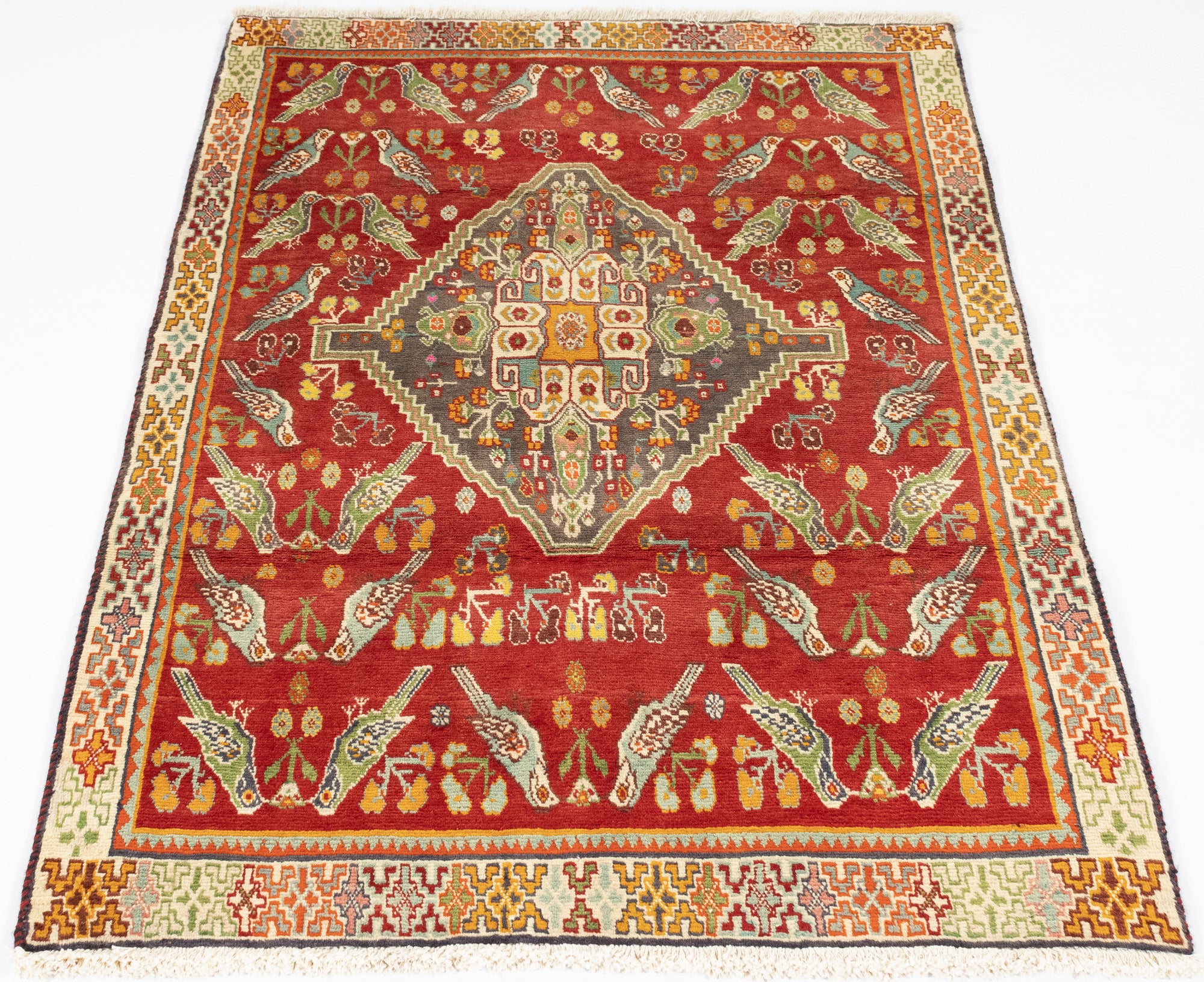 New Persian Gabbeh Qashqai-design Rug <br> 3'3 x 4'8