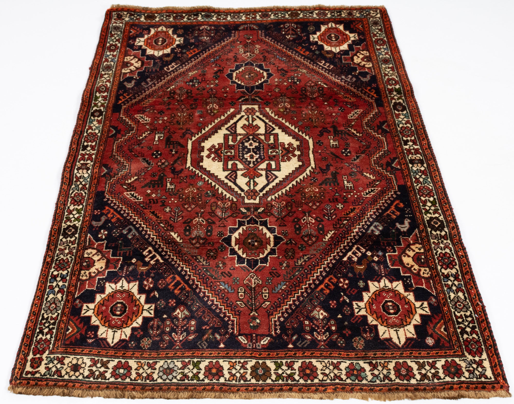 New Persian Gabbeh Qashqai-design Rug <br> 3'9 x 5'9