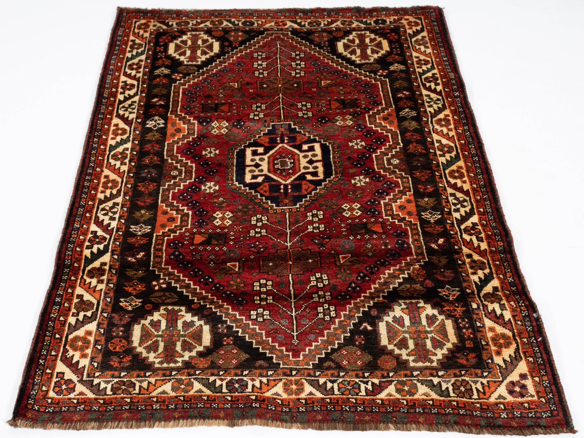 New Persian Gabbeh Qashqai-design Rug <br> 3'7 x 5'0