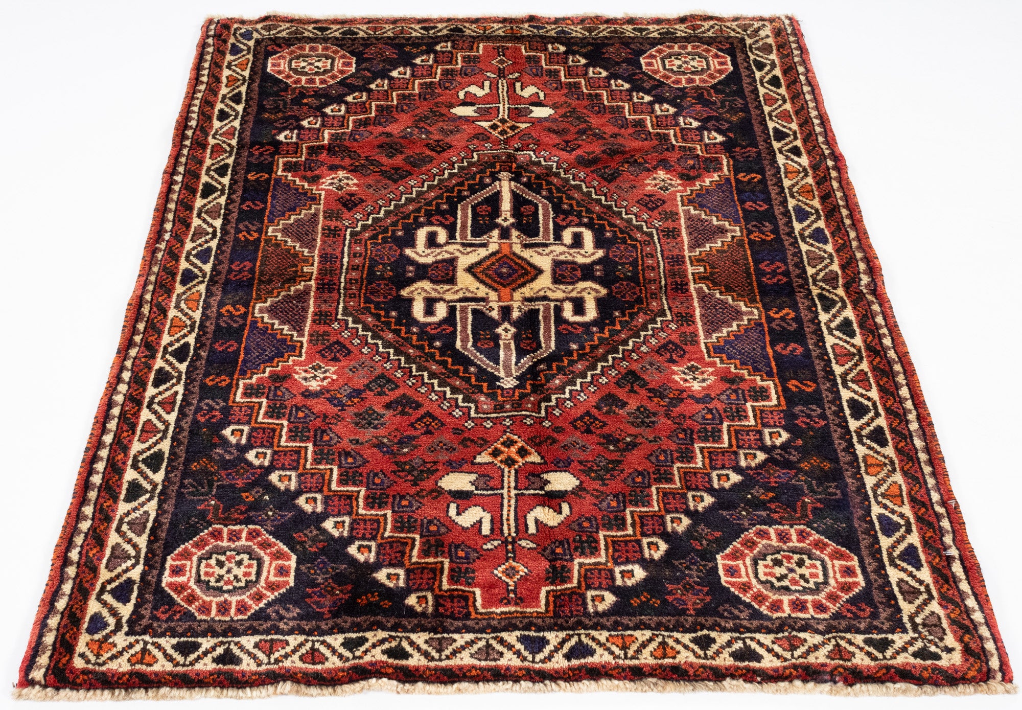 New Persian Gabbeh Qashqai-design Rug <br> 4'0 x 5'2