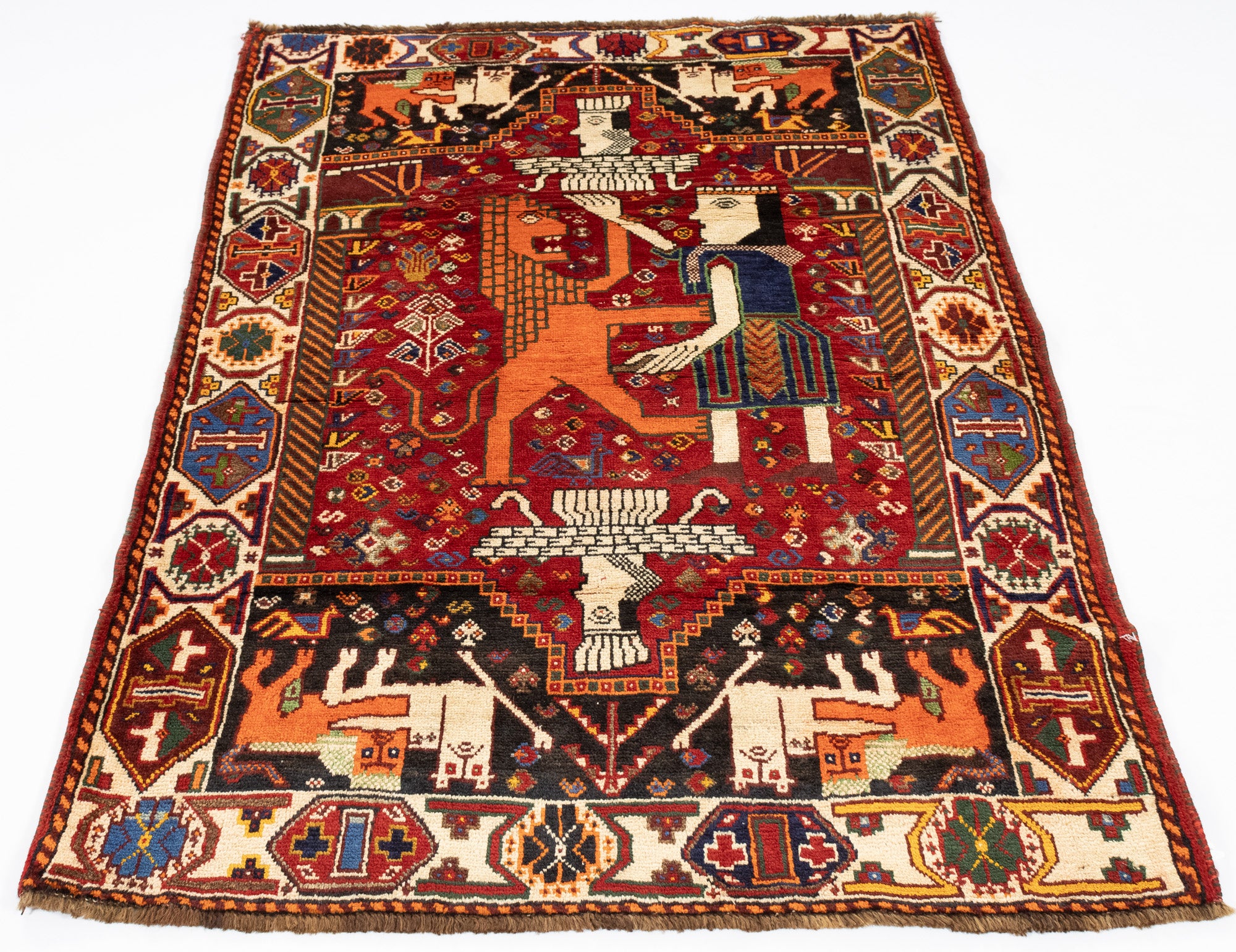 New Persian Gabbeh Qashqai-design Rug <br> 3'7 x 5'3