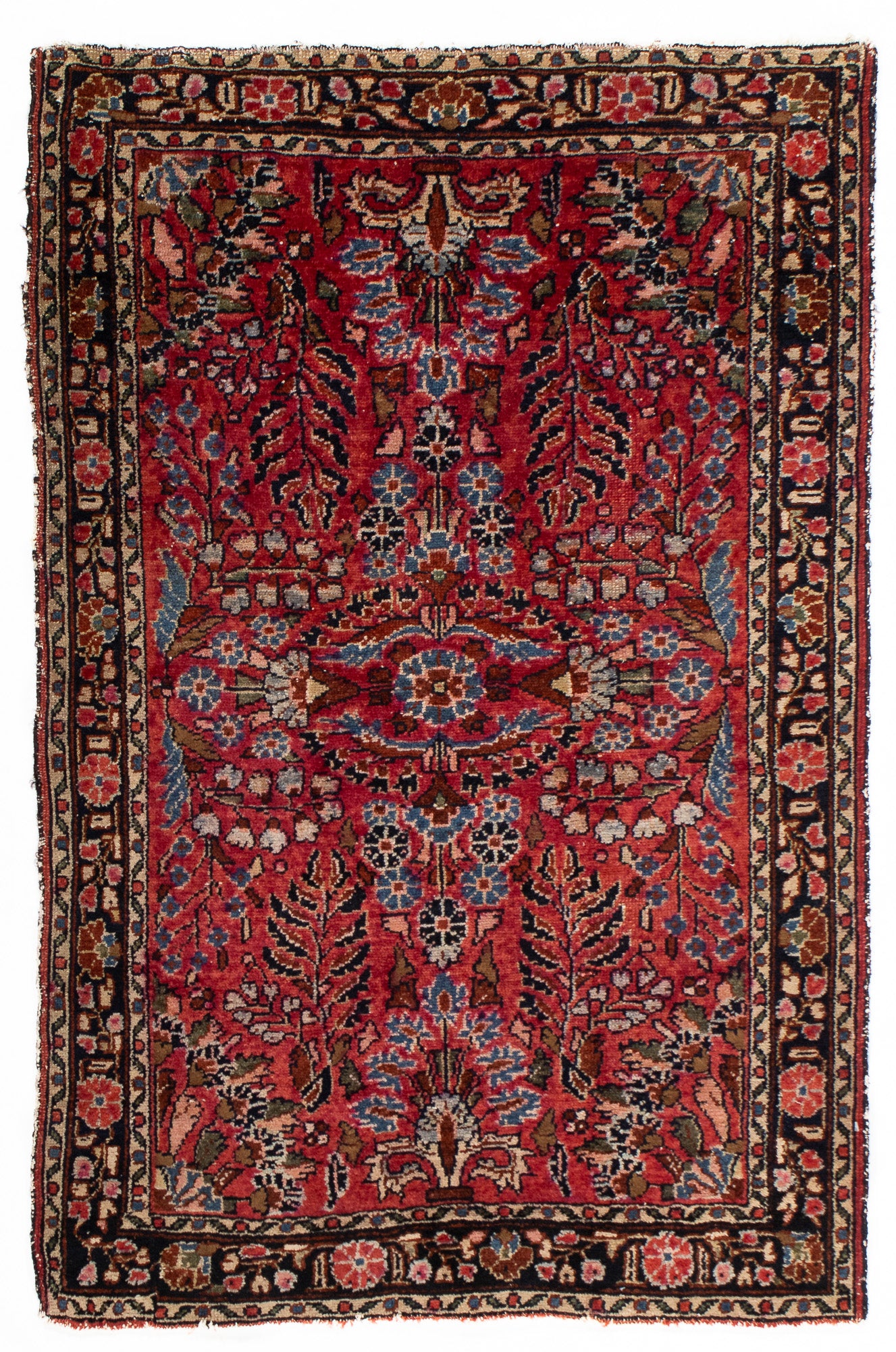 Red Semi- Antique Persia Dergazine Rug <br> 2'8 x 4'1