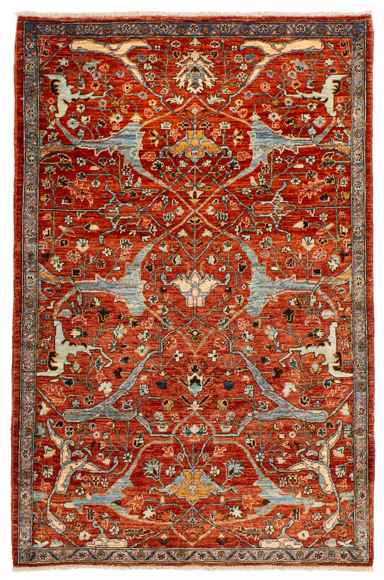 Red Afghan Serapi Rug <br> 3'2' x 4'11'