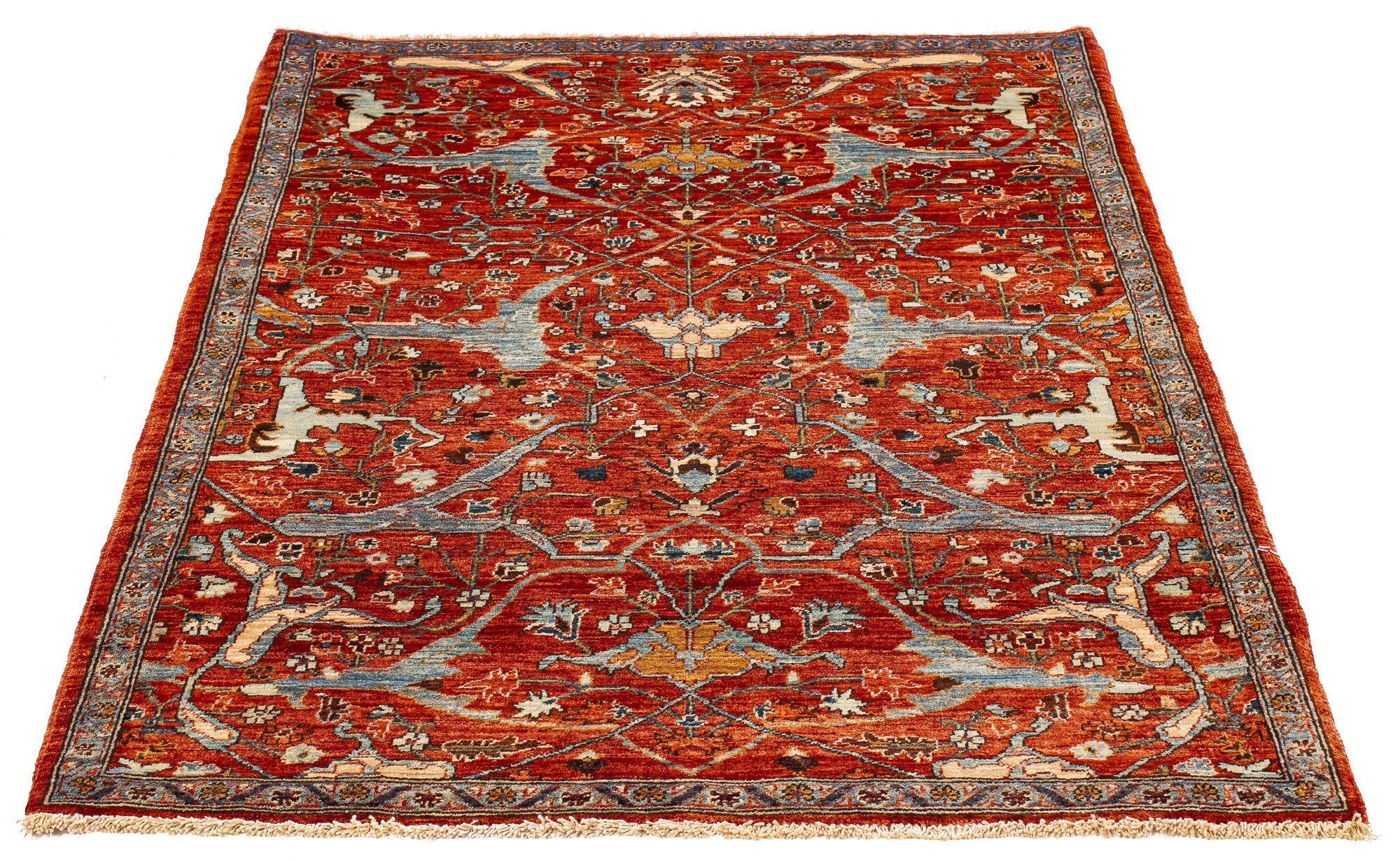 Red Afghan Serapi Rug <br> 3'2' x 4'11'