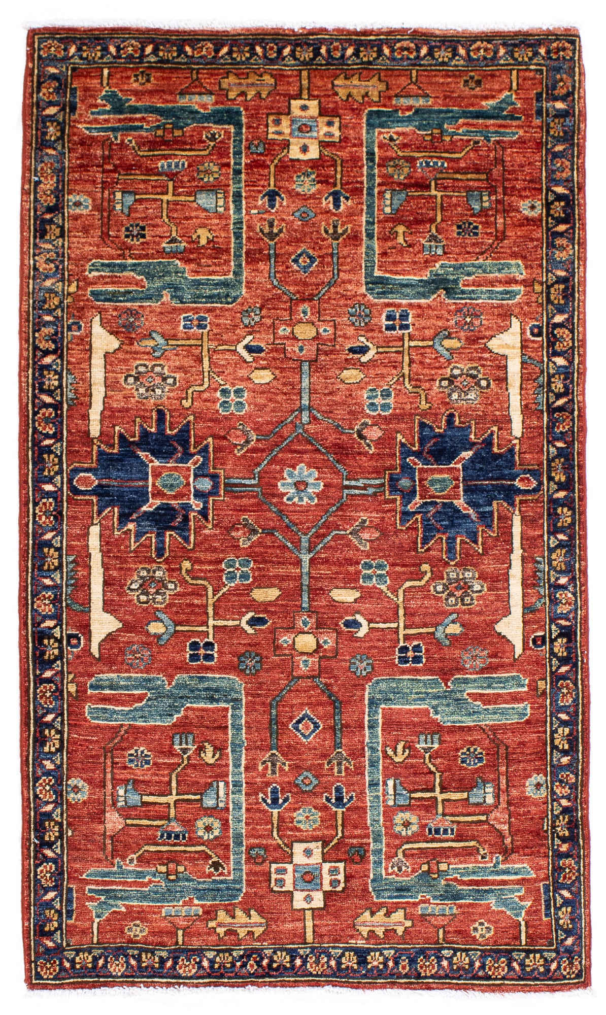 Afghan Serapi Heriz Rug <br> 3'1' x 5'1'