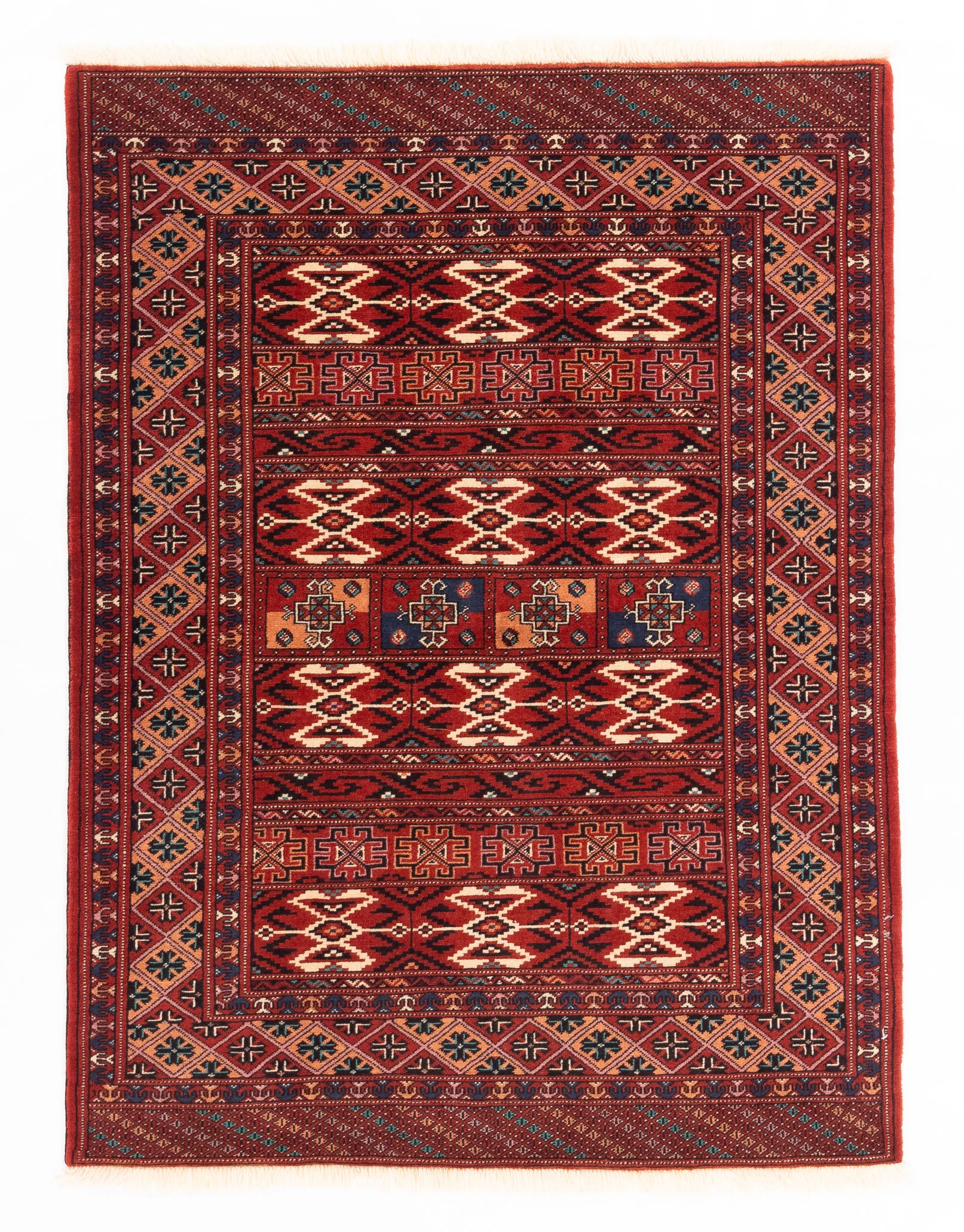 New Turkmen Carpet Rug <br> 4'0 x 5'3