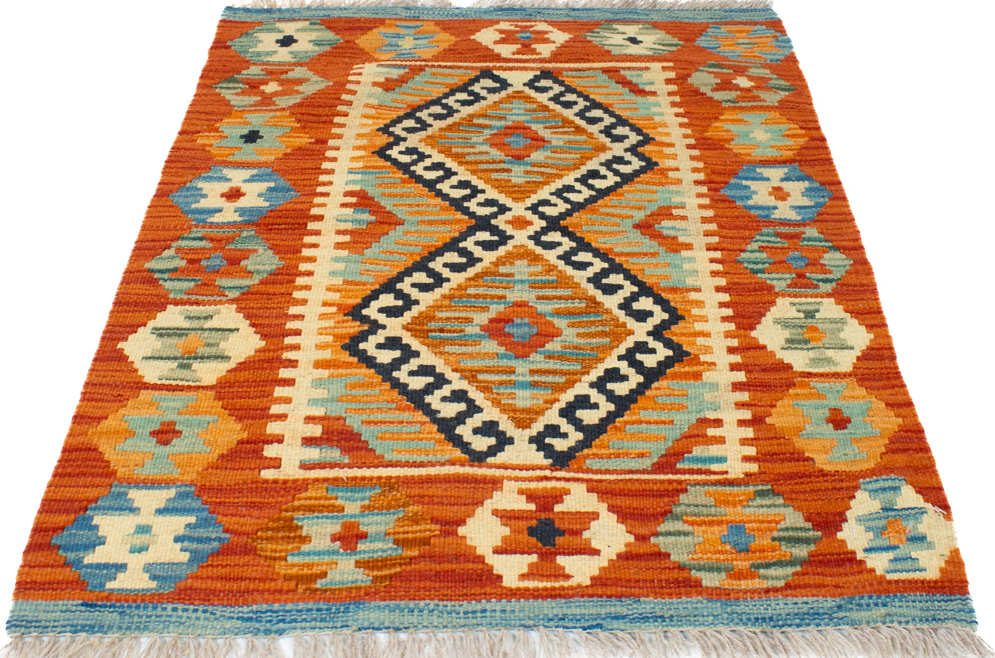 Colorful Geometric Kilim Accent Rug <br> 2'0 x 3'0