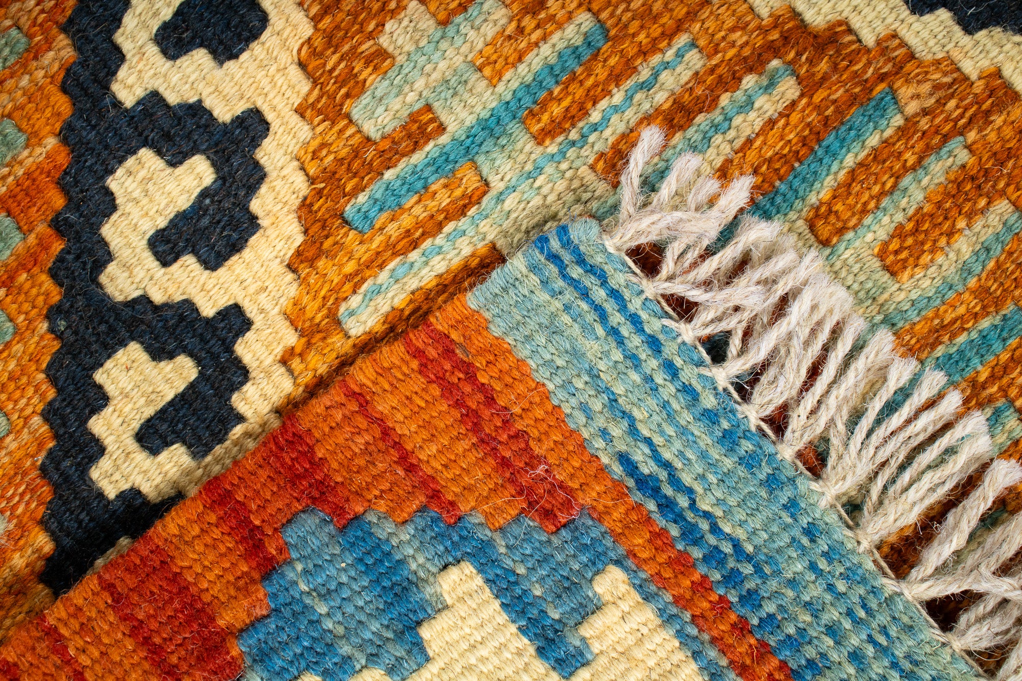 Colorful Geometric Kilim Accent Rug <br> 2'0 x 3'0