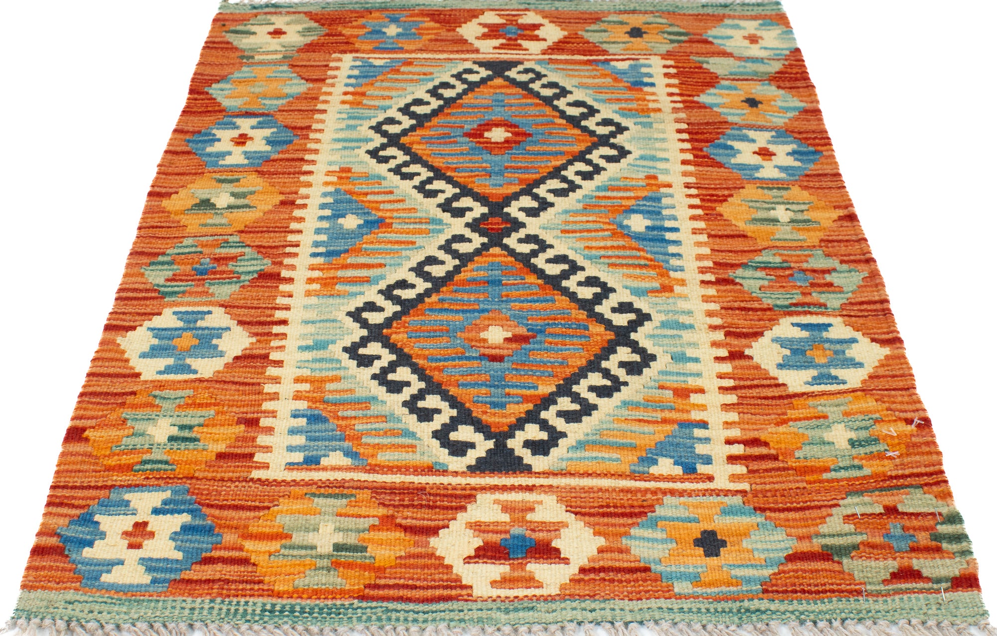 Colorful Geometric Kilim Accent Rug