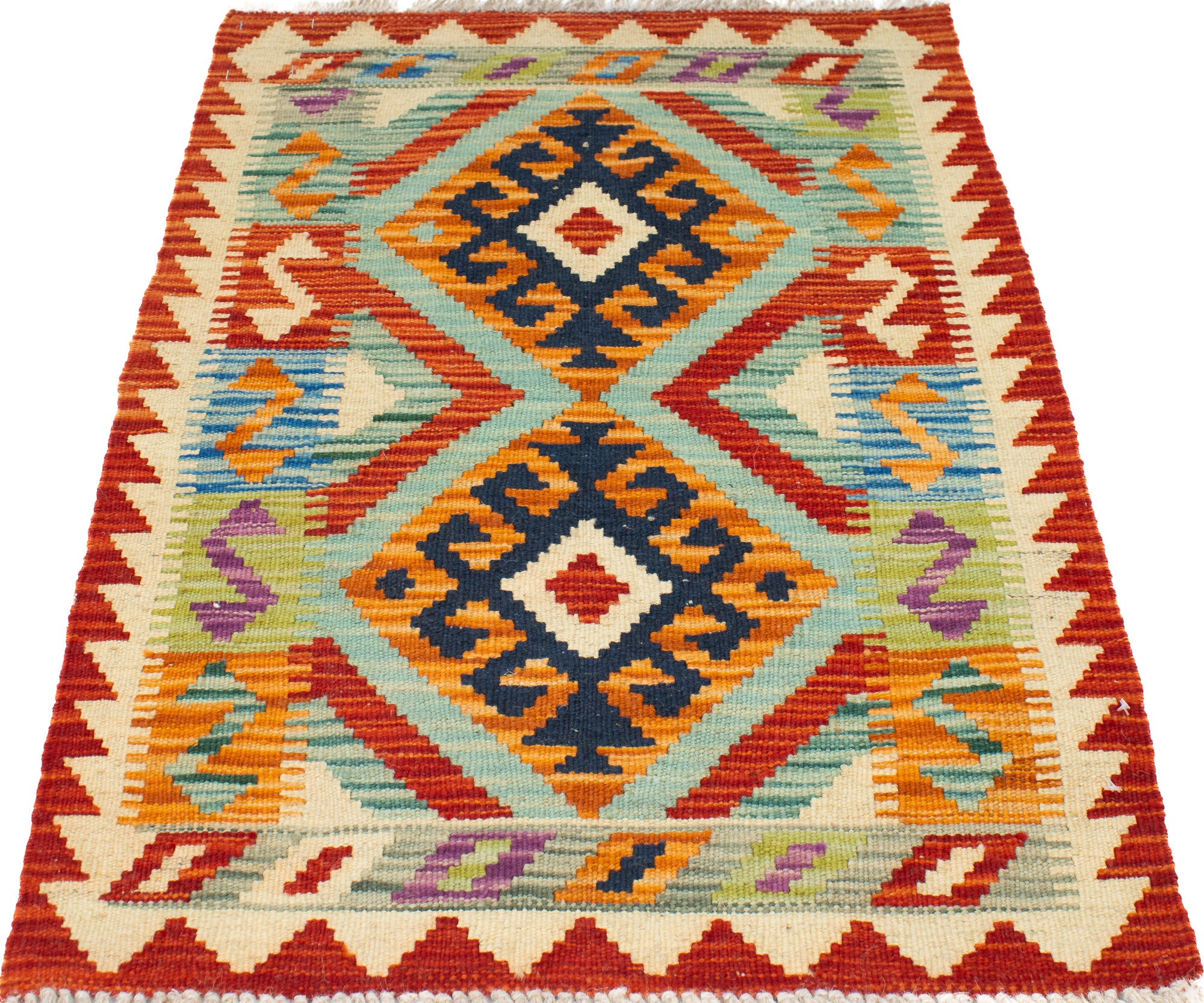 Geometric Colorful Pak Kilim Accent Rug <br> 2'0 x 3'0