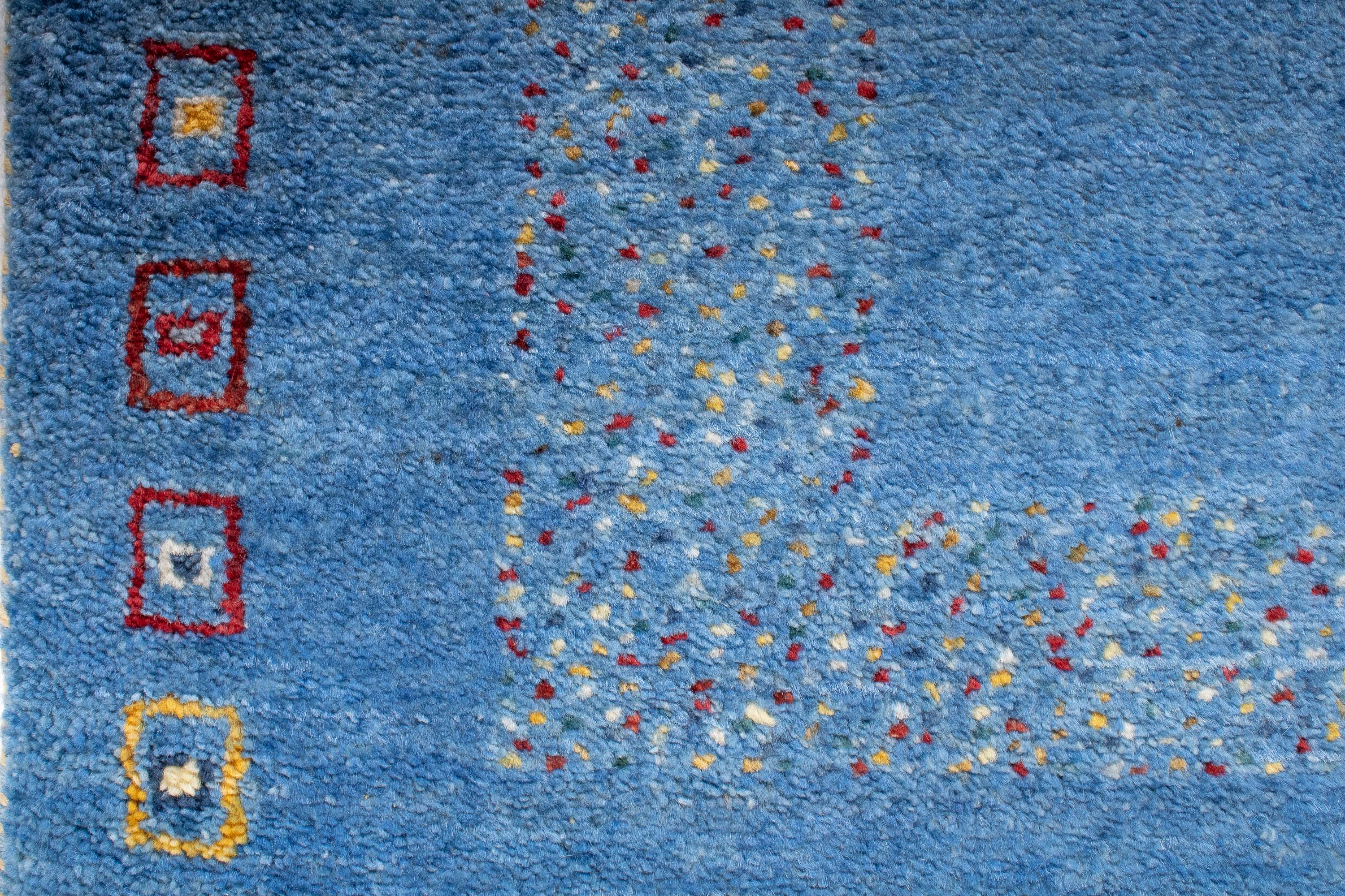 Modern Blue Gabbeh Runner 2'9 x 10'5