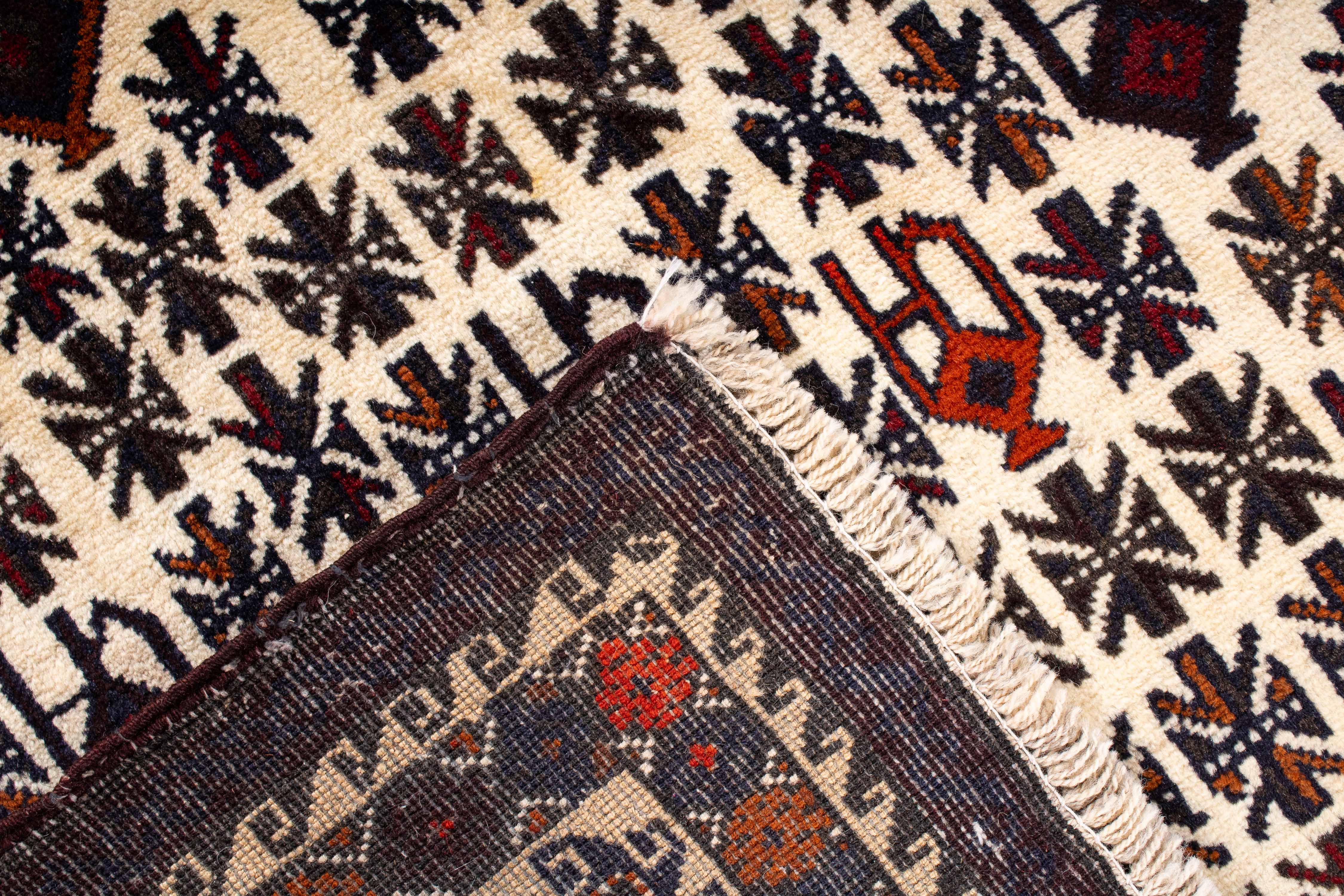 Tribal Persian Balouch Rug <br> 3'4 × 4'6