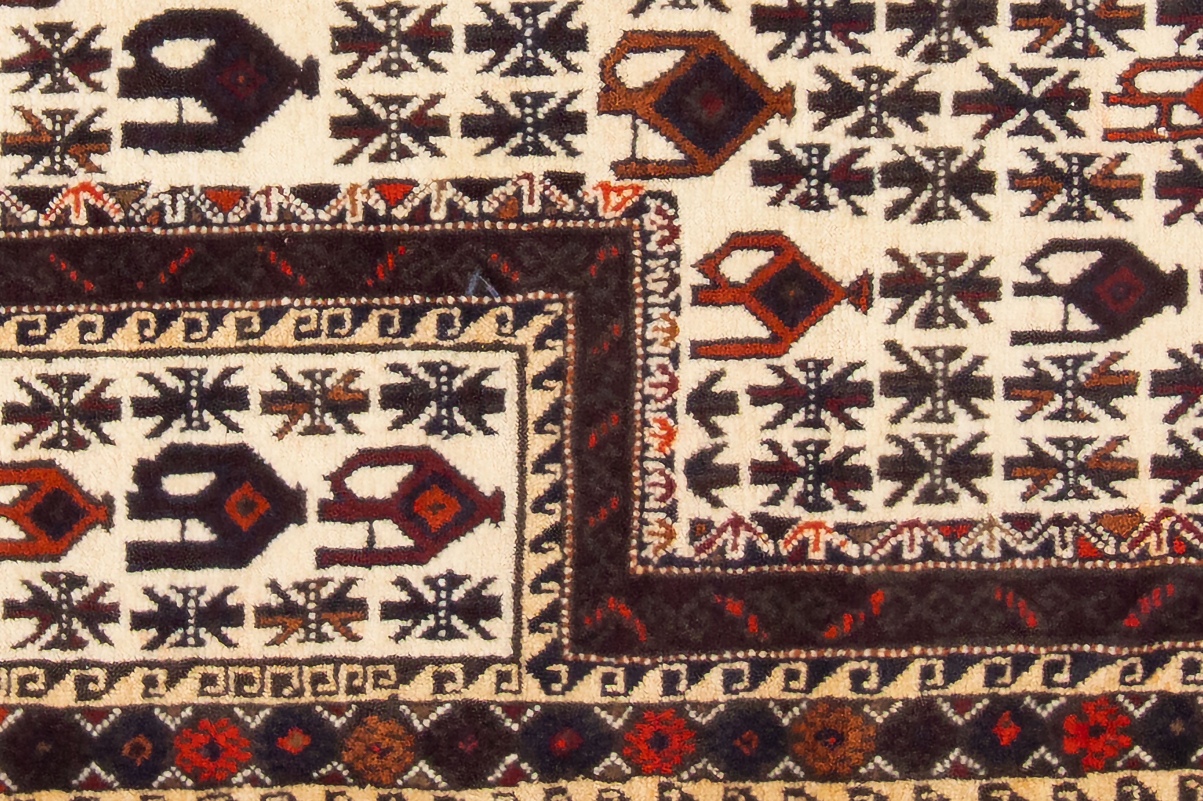 Tribal Persian Balouch Rug <br> 3'4 × 4'6