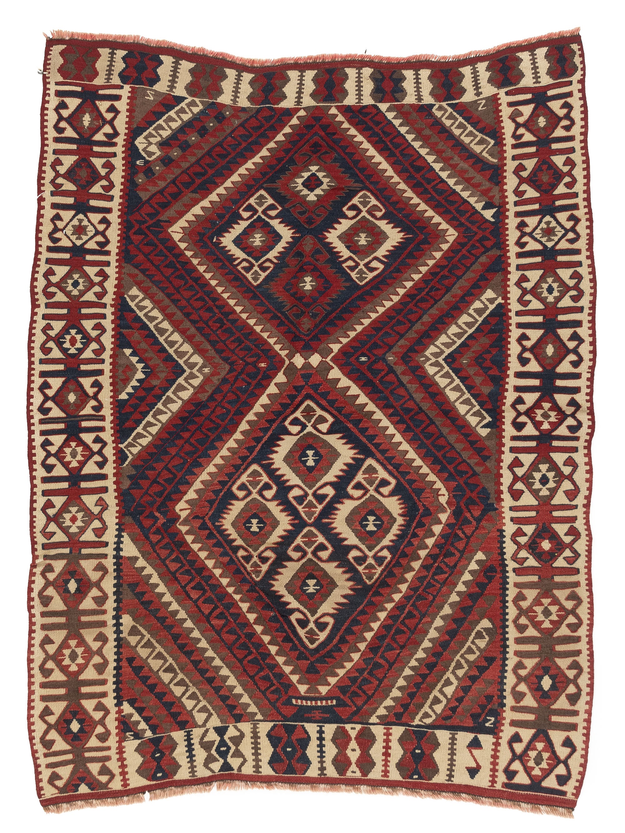 New Antique Turkish Van Kilim Rug <br> 3'5 x 4'5