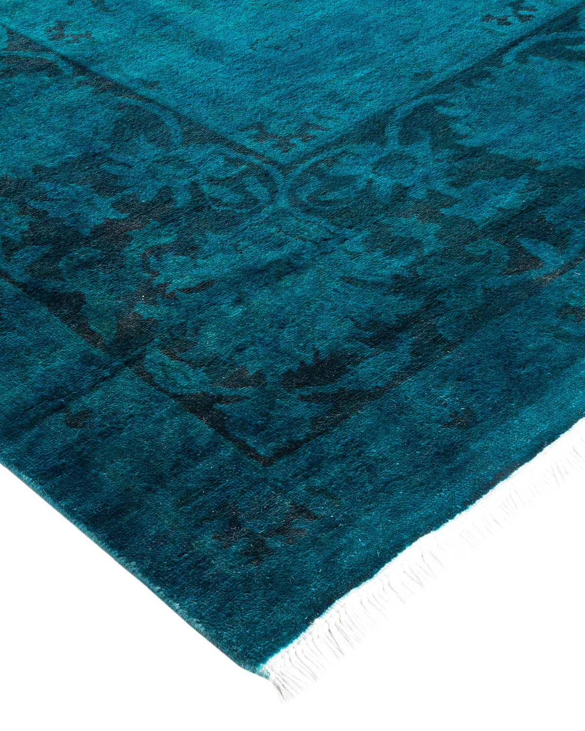 Modern Overdyed Wool Green Area Rug <br> 9'0 x 12'0