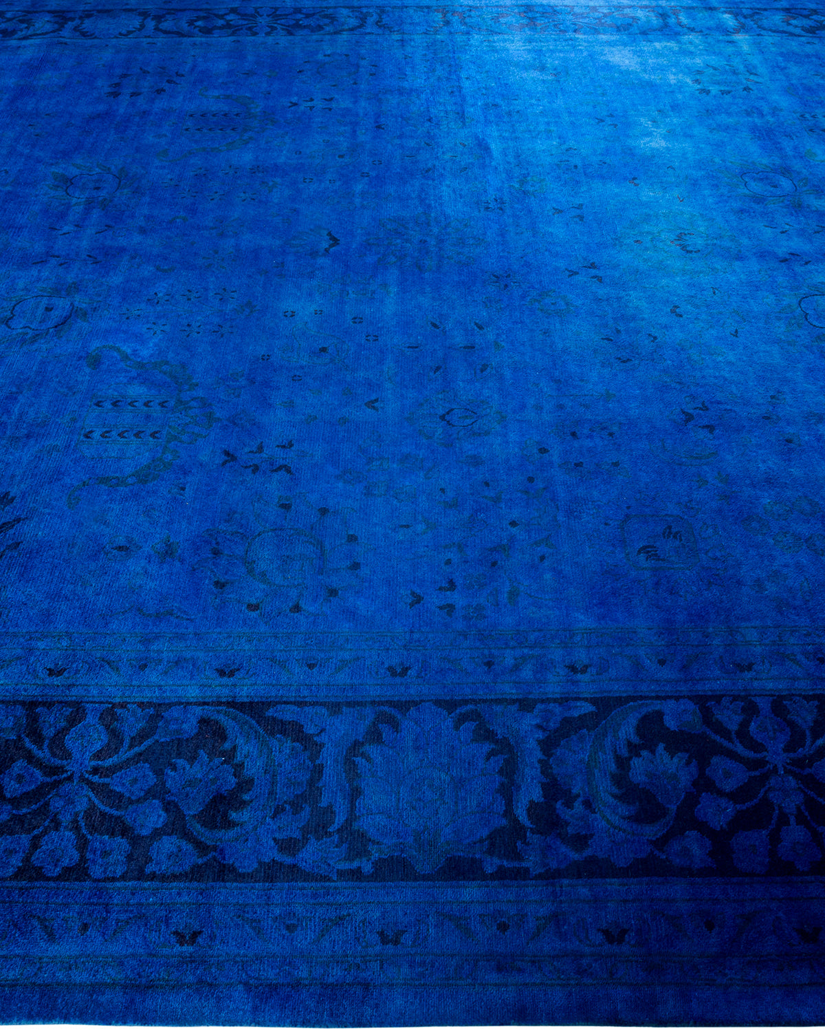 Modern Overdyed Blue Wool Area Rug <br> 9'0 x 12'0