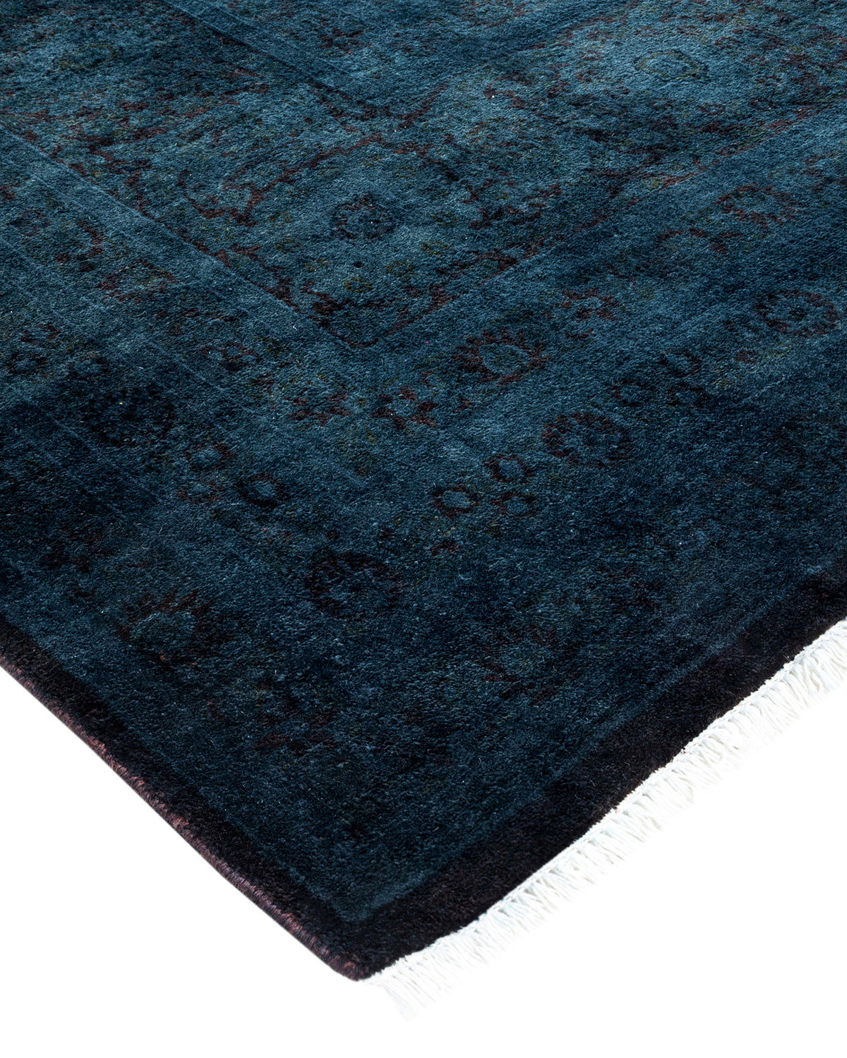 Modern Overdyed Blue Area Rug <br> 9'0 x 12'4