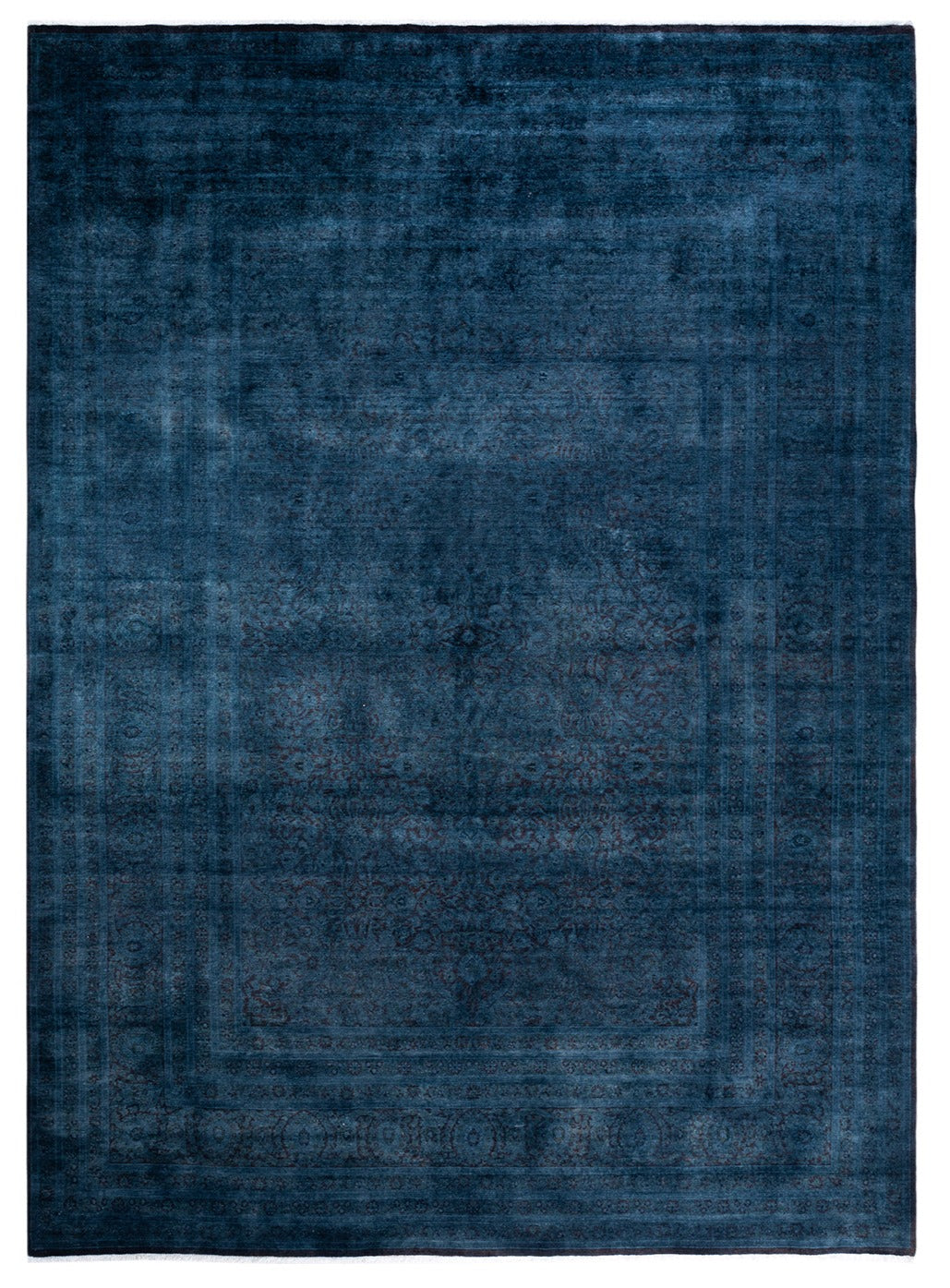 Modern Overdyed Blue Area Rug <br> 9'0 x 12'4