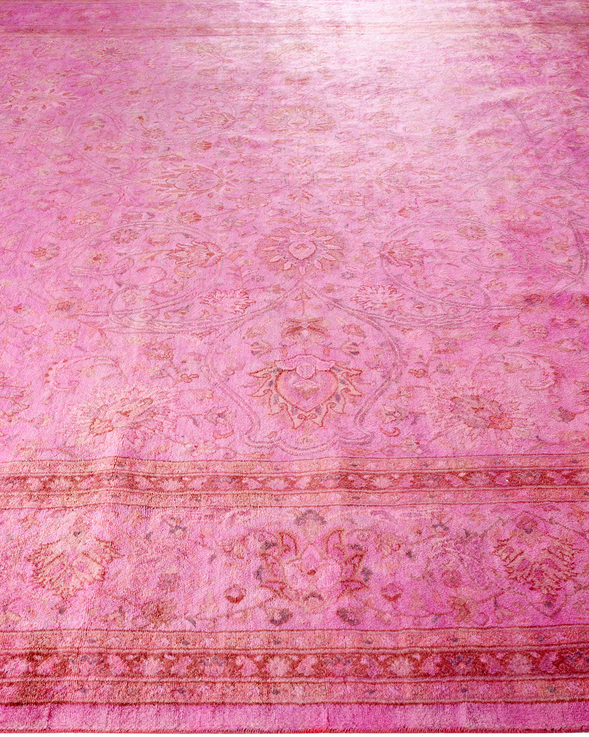 Modern Overdyed Pink Wool Area Rug <br> 8'2 x 10'3