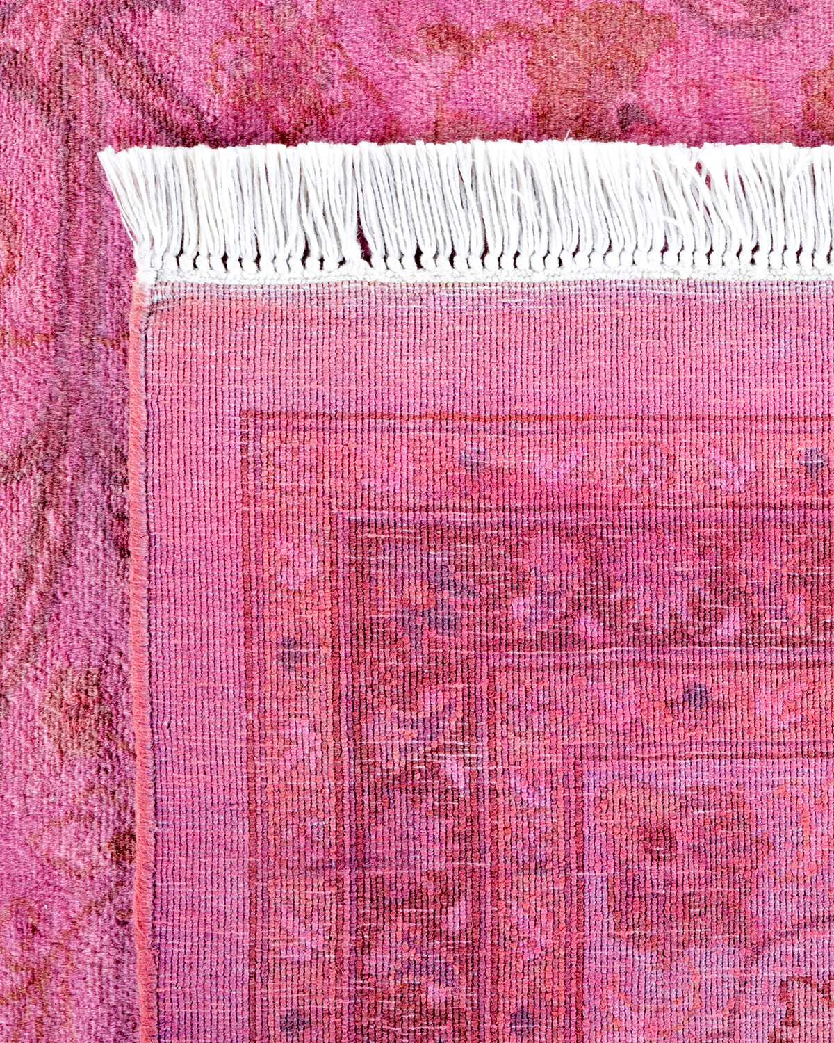 Modern Overdyed Pink Wool Area Rug <br> 8'2 x 10'3