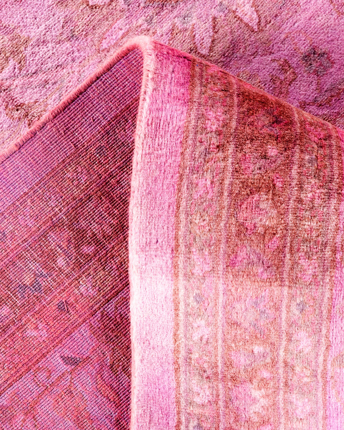 Modern Overdyed Pink Wool Area Rug <br> 8'2 x 10'3