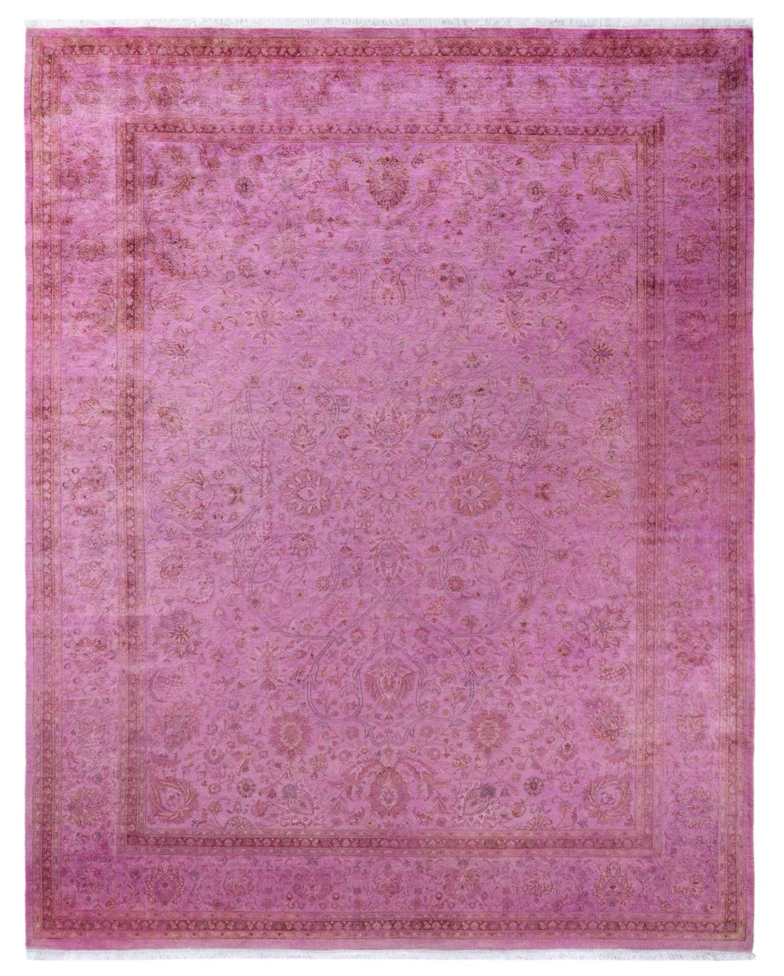 Modern Overdyed Pink Wool Area Rug <br> 8'2 x 10'3