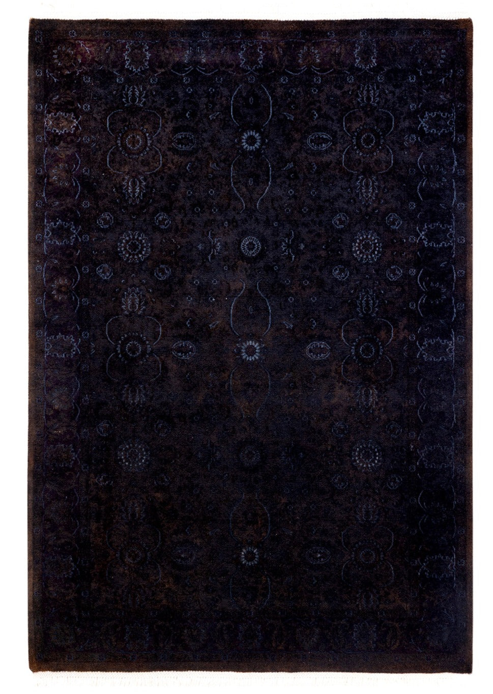 Overdyed Dark Grey Wool Area Rug <br> 4' 7 x 6' 7