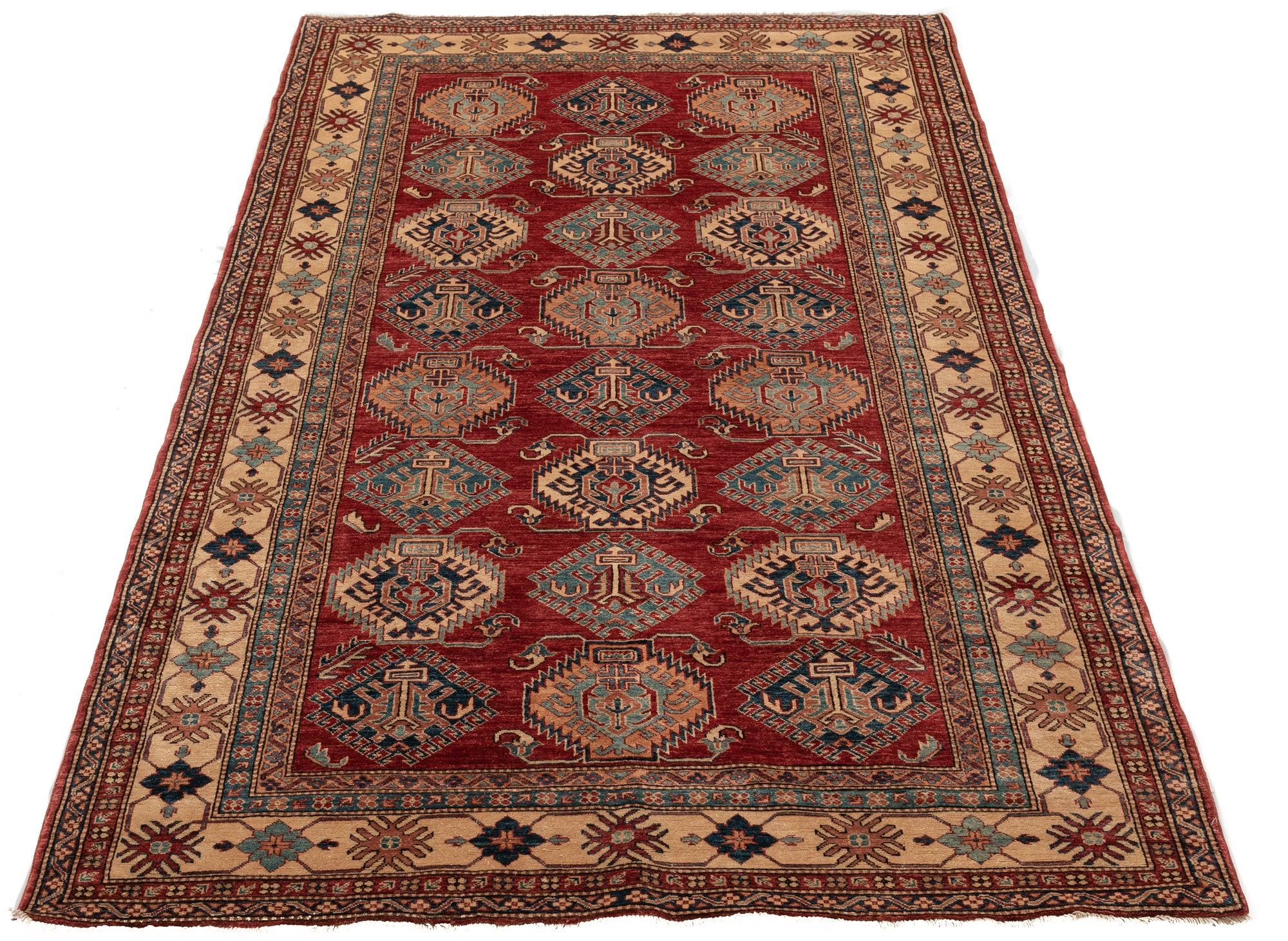 New Afghan Kazak Rug <br> 6'0 x 9'3