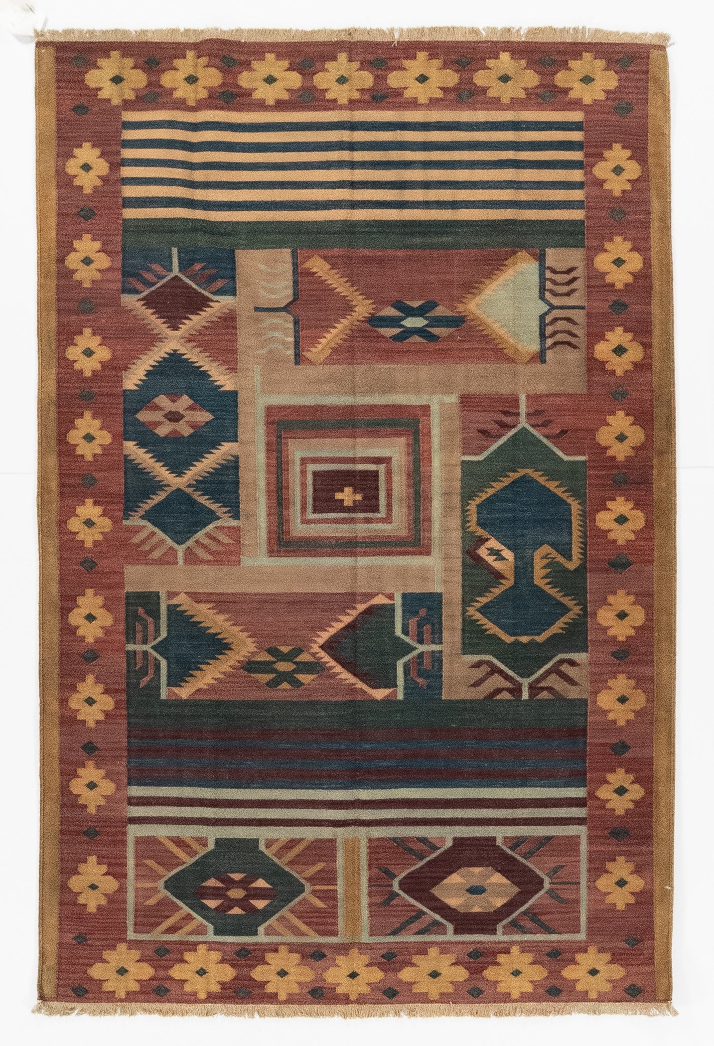 New Indian Modern Flatweave Rug <br> 5'0 x 7'11