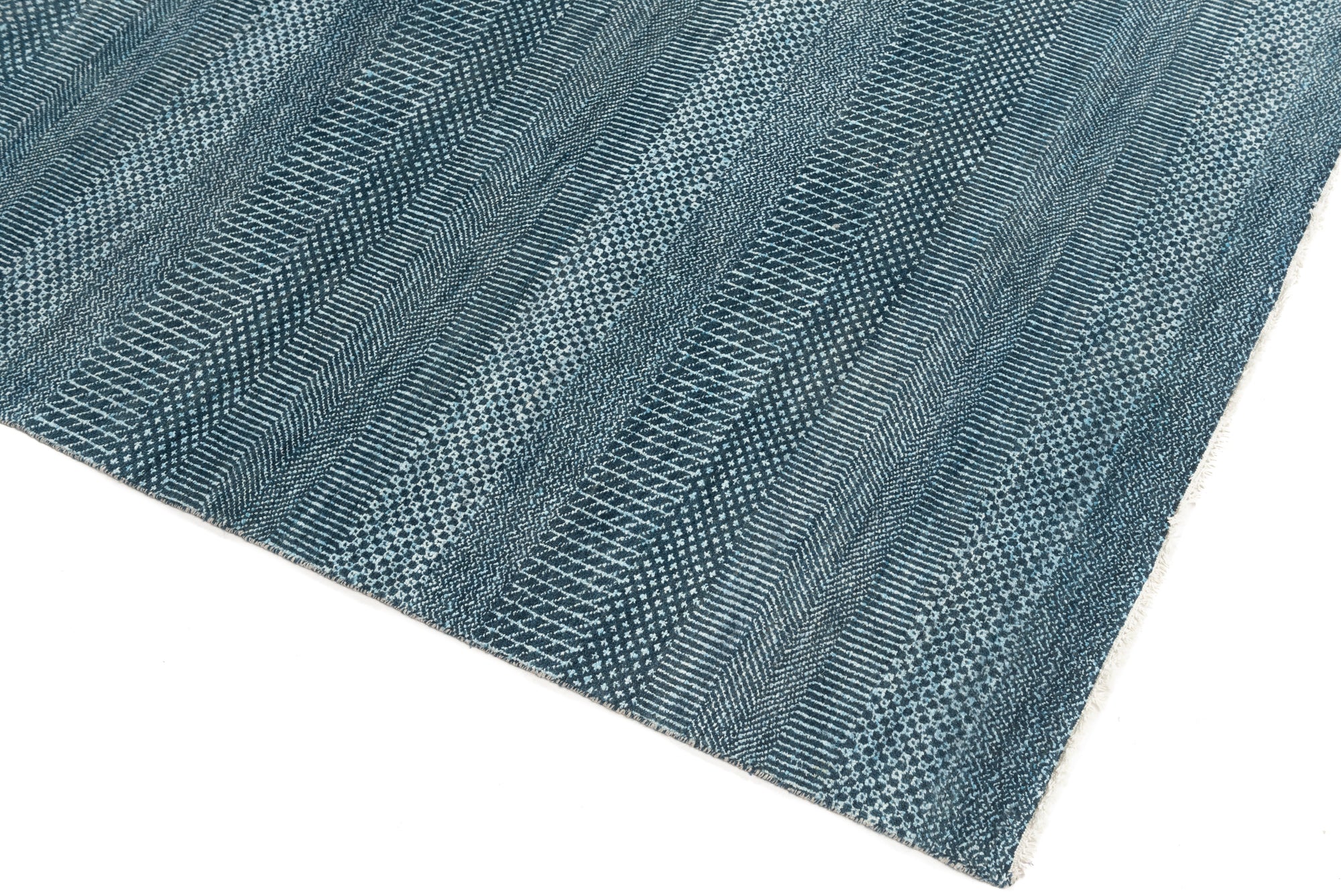 New Indian Modern Blue Rug 9'2 x 12'4