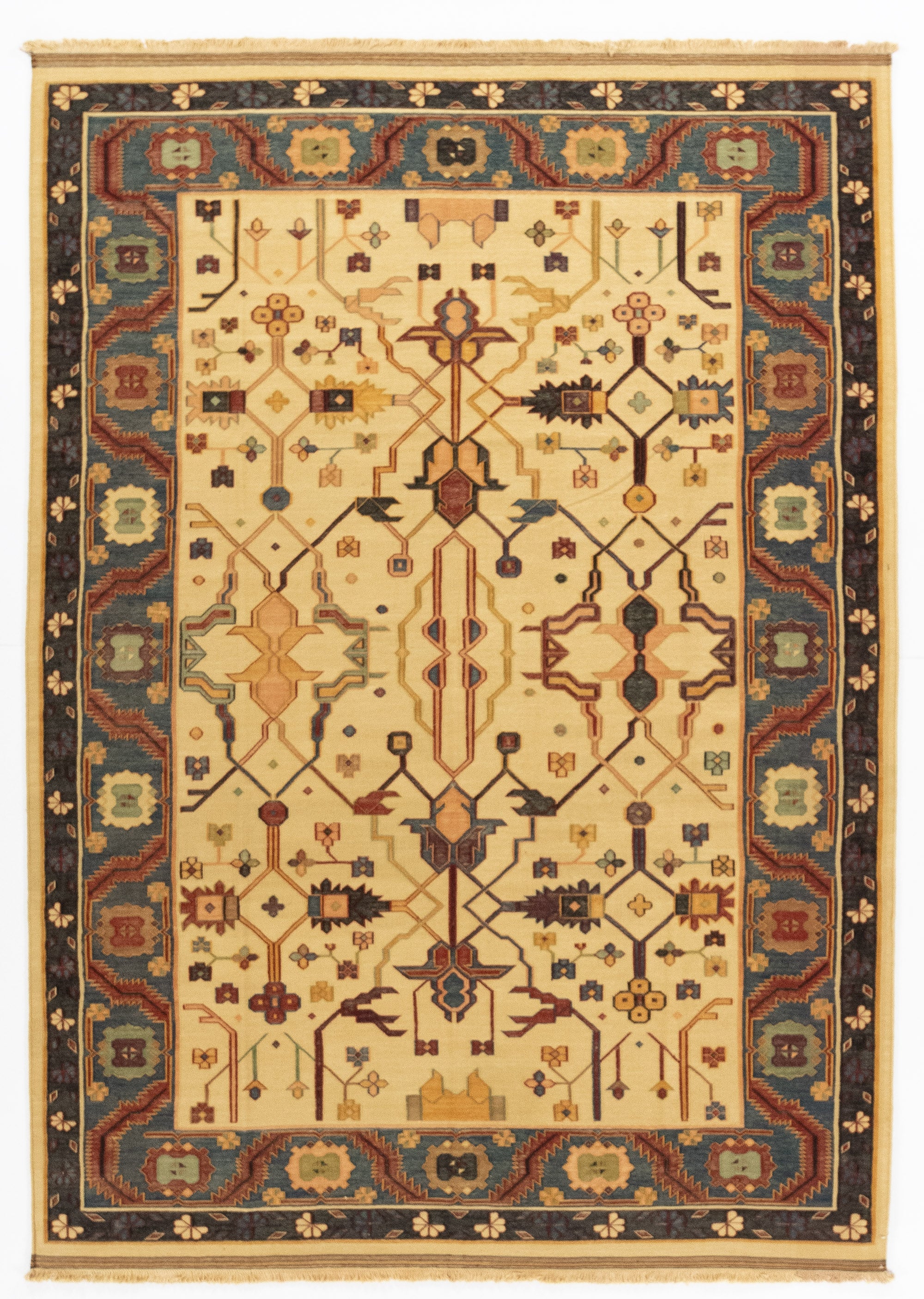 New Indian Transitional Flatweave Rug <br> 6'4 x 8'11